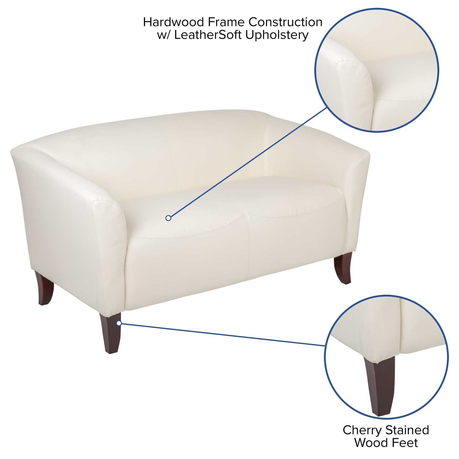 Flash Furniture Hercules Imperial Leathersoft Loveseat 29inH x 52inW x 29inD IvoryCherry PopularChairscom
