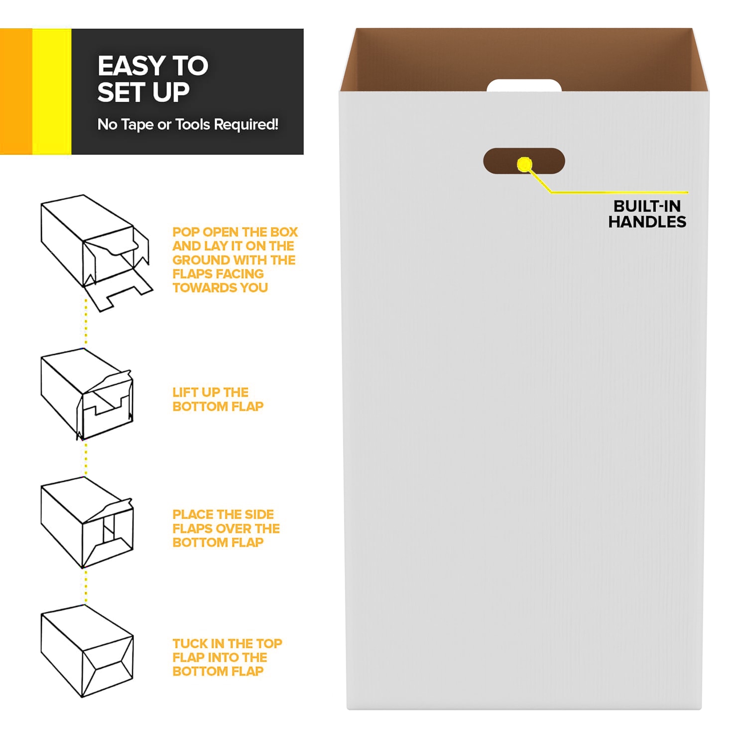 Gritt Commercial 30-Gallon Corrugated Cardboard Trash/Recycling Waste Containers, White, Pack Of 4 Containers - Image 4