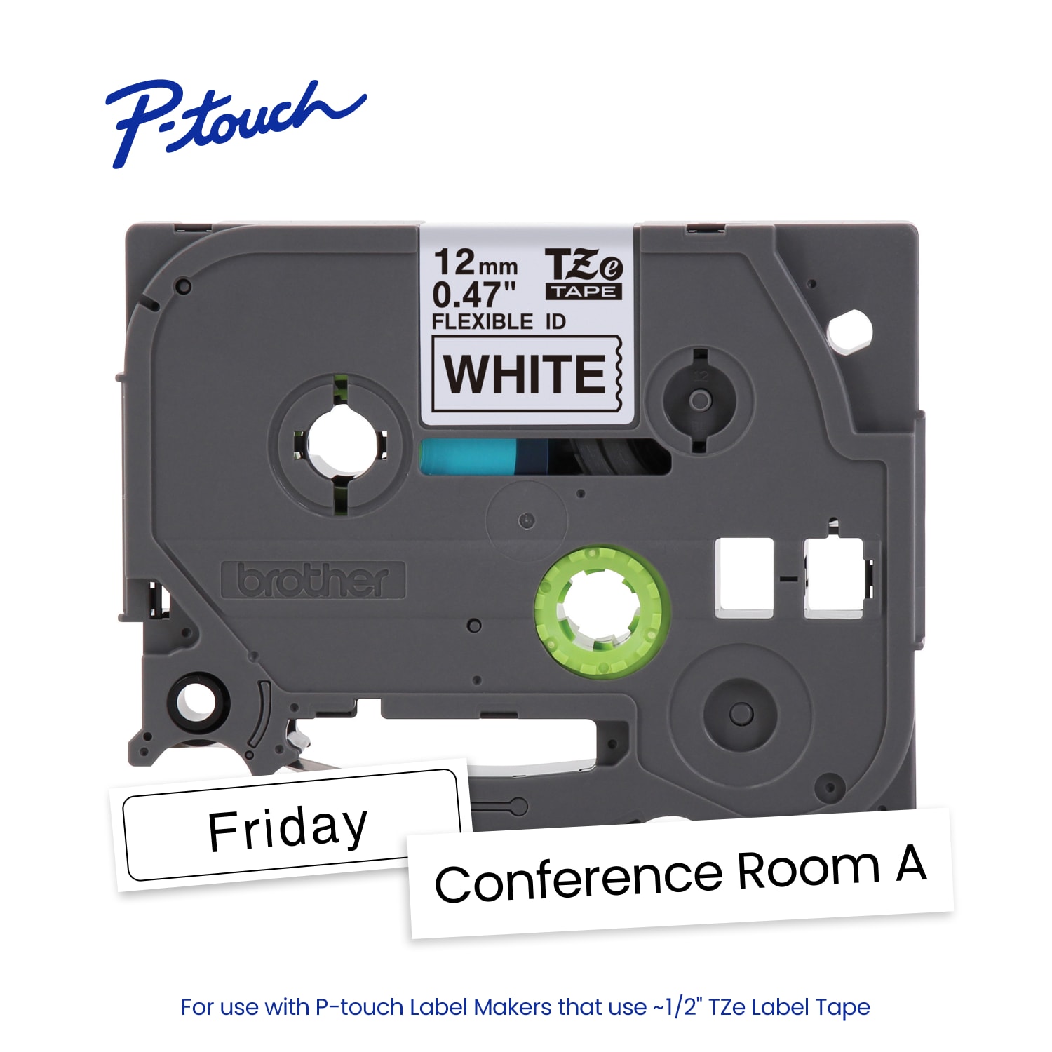 Brother P-touch TZeFX231, Flexible ID Laminated, ~1/2in x 26.2 ft (12mm x 8m), Black on White Label Tape - Image 3