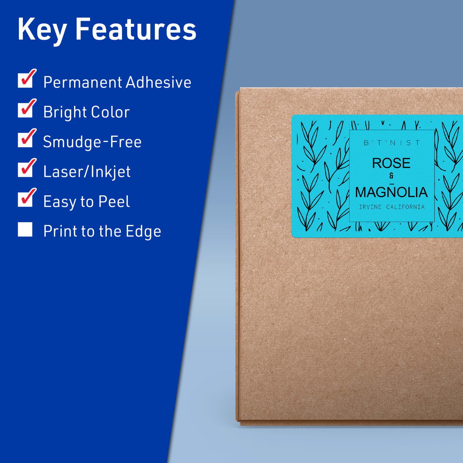 Avery Printable Labels With Sure Feed Technology, 94258-BBP40, Rectangle, 5in x 7in, Matte Bright Blue, Pack of 80 - Image 3
