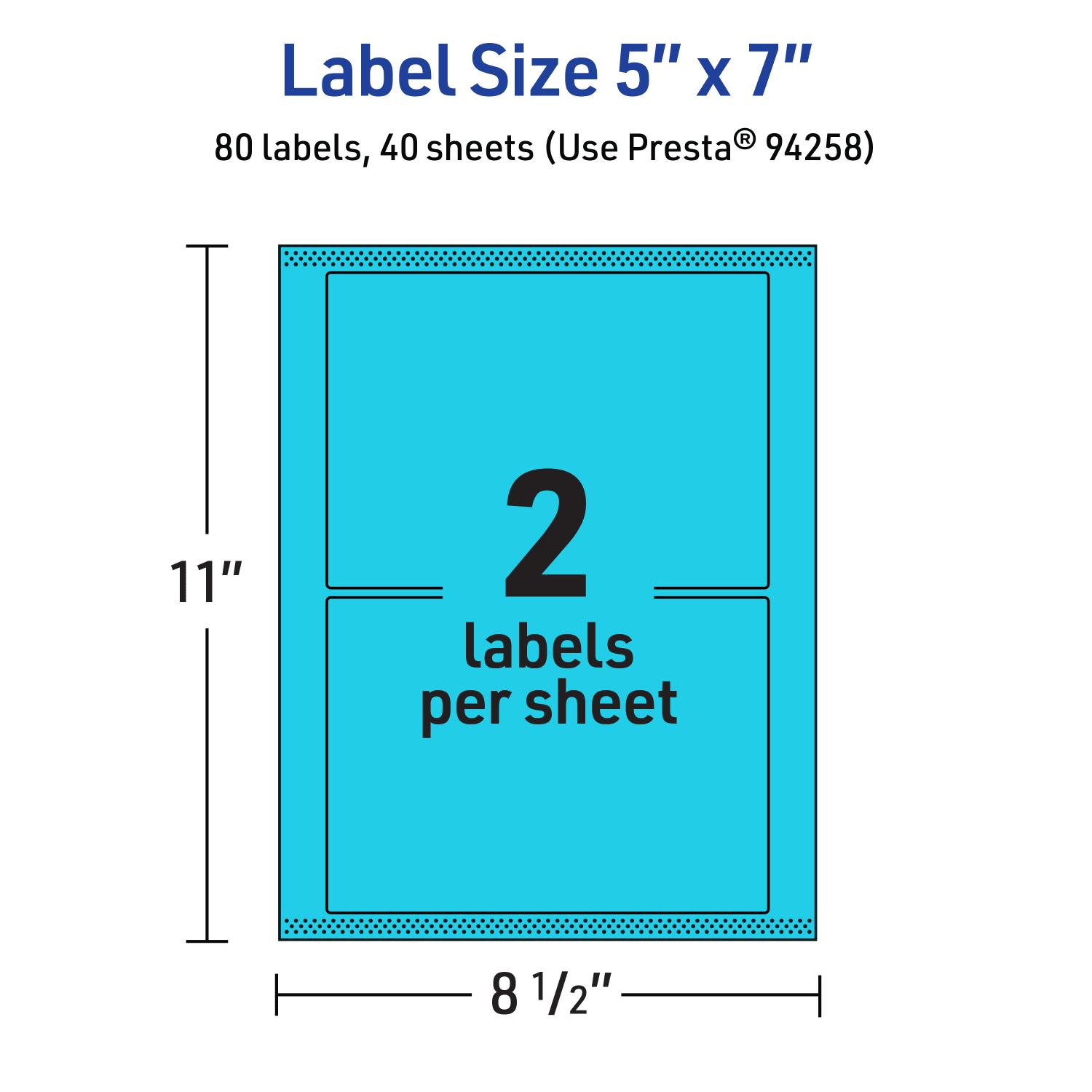 Avery Printable Labels With Sure Feed Technology, 94258-BBP40, Rectangle, 5in x 7in, Matte Bright Blue, Pack of 80 - Image 6