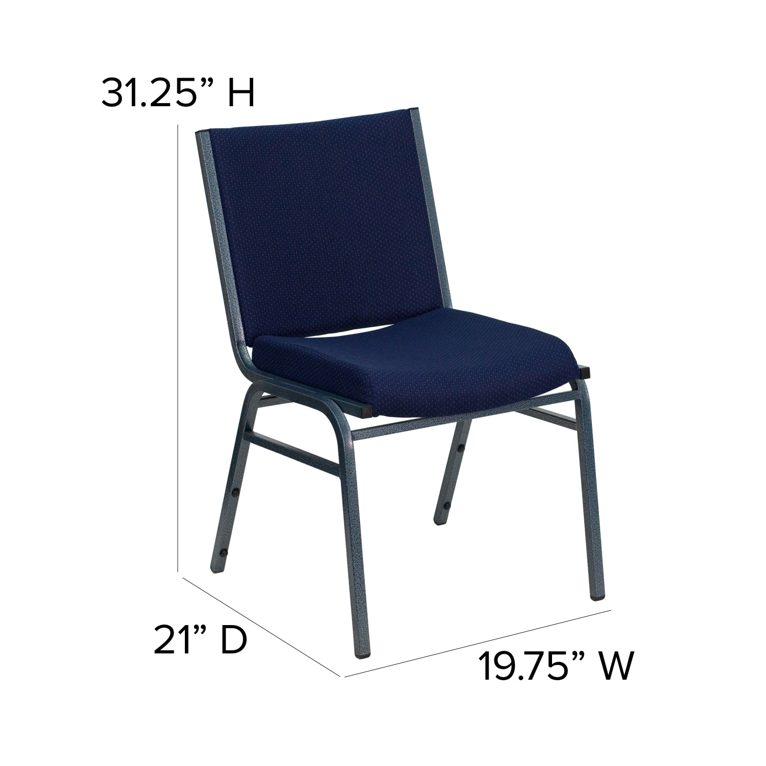 Flash Furniture HERCULES Series Stack Accent Chair, Navy Blue Patterned Fabric/Silvervein Frame - Image 6