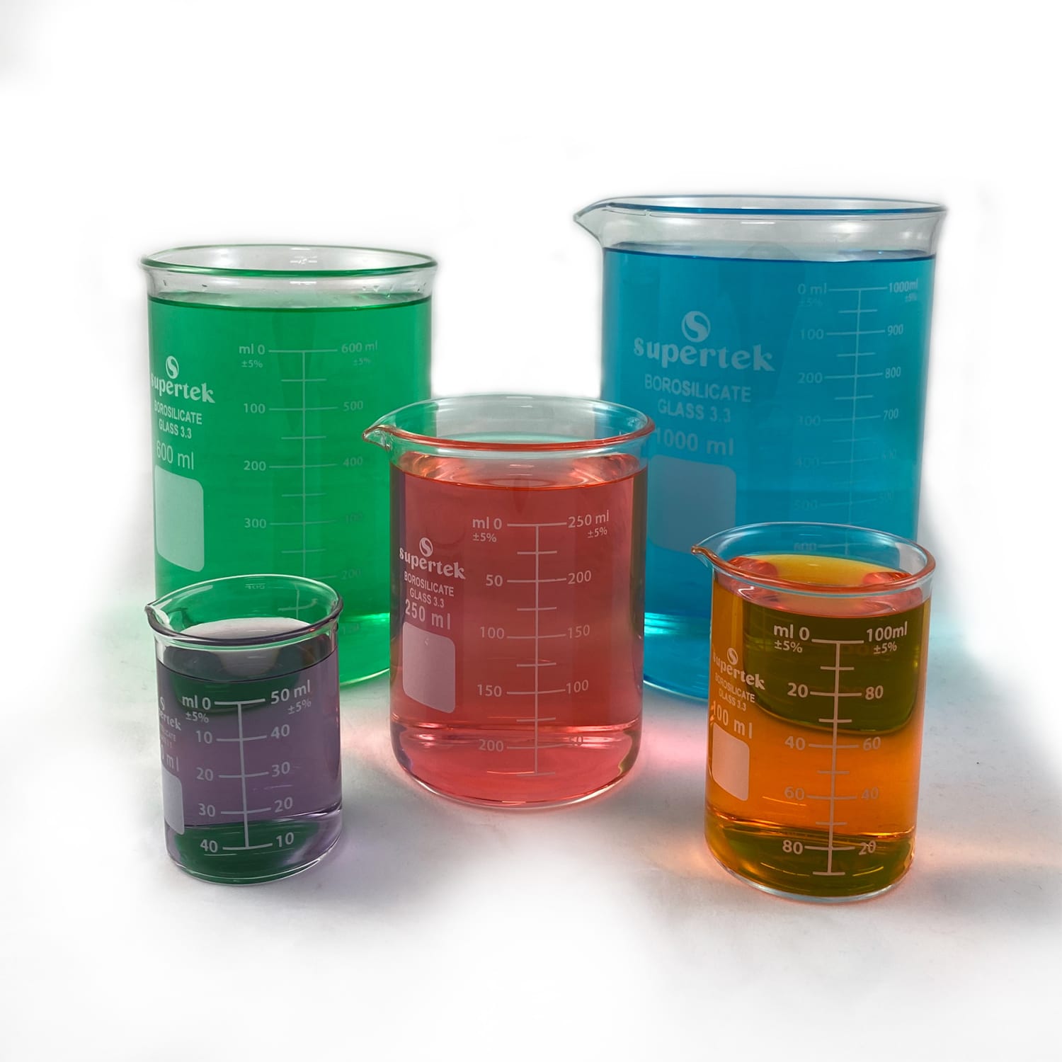 Supertek Glass Beakers, 50, 100, 250, 600, 1000ml, Set Of 5 - Image 5