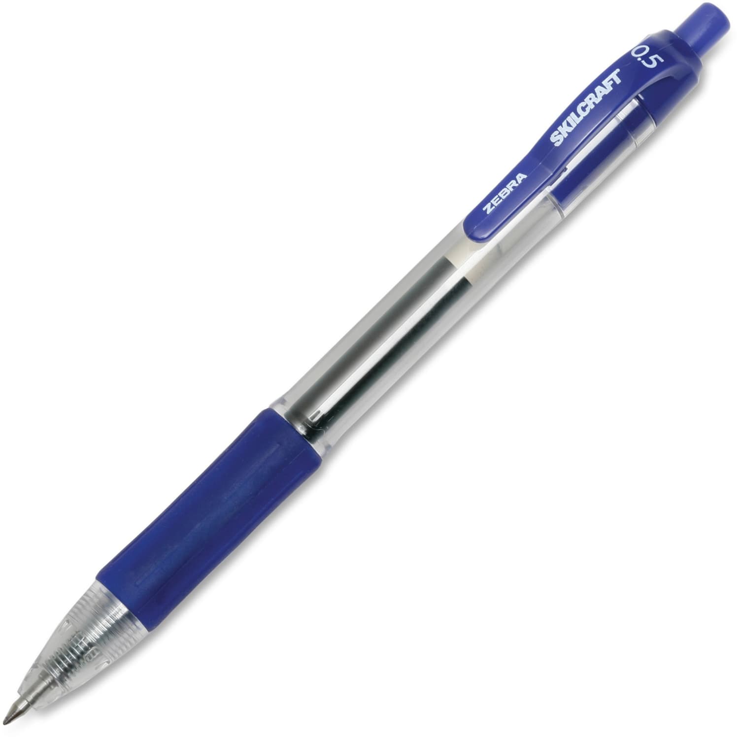 SKILCRAFT Zebra Gel-Ink Retractable Rollerball Pens, 0.5 mm, Fine Point, Blue Barrel, Blue Ink, Pack Of 12 (AbilityOne 7520-01-647-3134) - Image 3