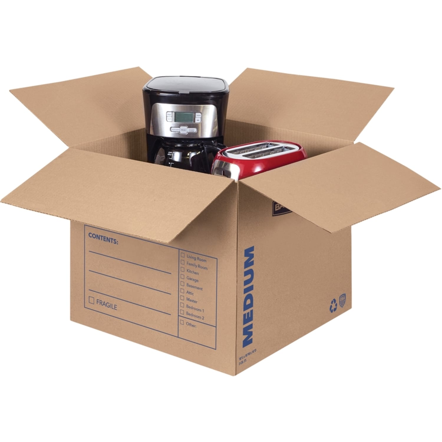 Bankers Box SmoothMove Classic Moving & Storage Boxes, 16in x 18in x 18in, Kraft/Blue, Carton Of 20 - Image 4