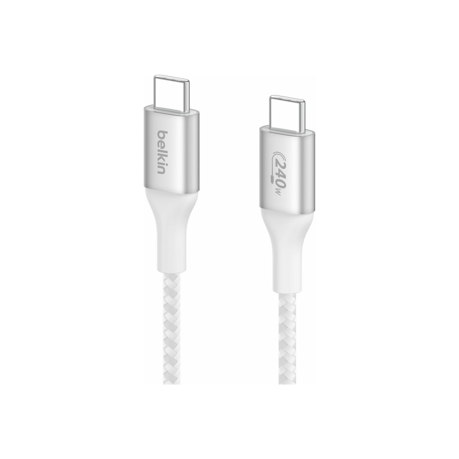 Belkin 240W USB-C to USB-C Cable - 480 Mbps - Nylon, Braided - M/M - 2m/6.6ft - White - 6.56 ft USB-C Data Transfer Cable - CAB015BT2MWH - Image 3