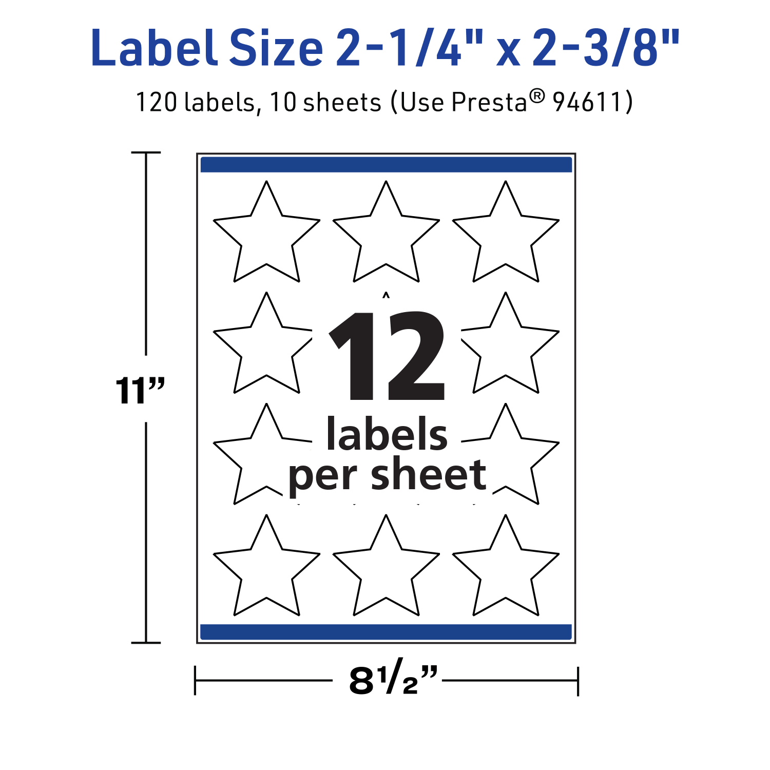 Avery Print-To-The-Edge TrueBlock Labels With Sure Feed, 94611-TWMP10, Star, 2-1/4in x 2-3/8in, Matte White, Pack Of 120 - Image 6