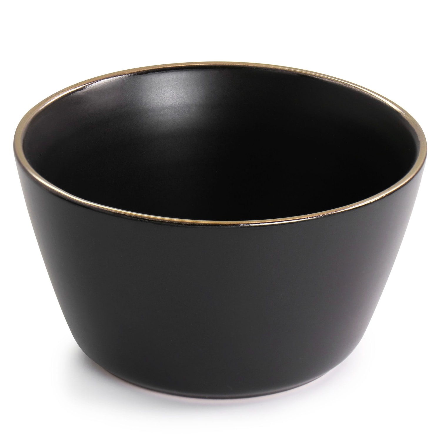 Elama Paul 16-Piece Stoneware Dinnerware Set, Matte Black/Gold - Image 5