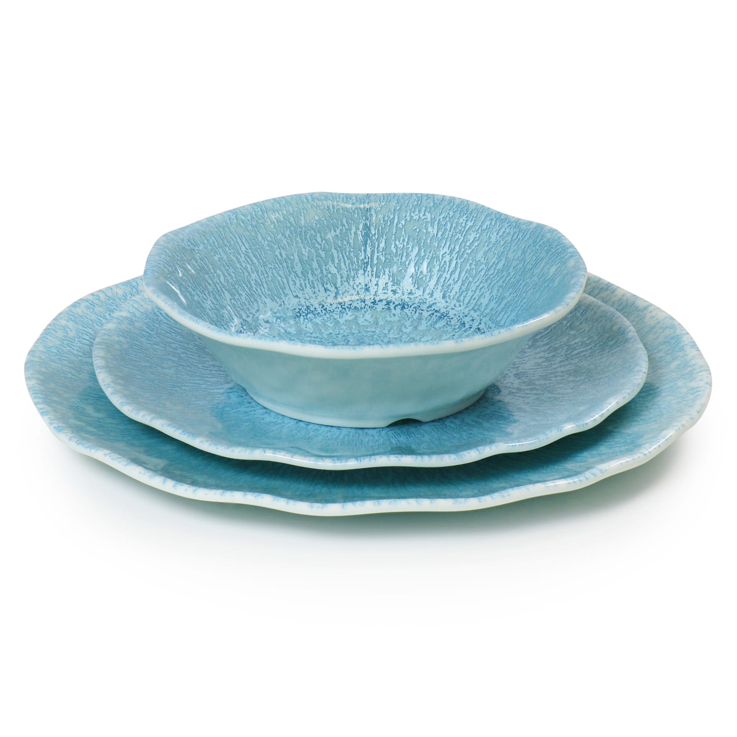 Gibson Home Indigo Frost 12-Piece Melamine Dinnerware Set, Blue - Image 6