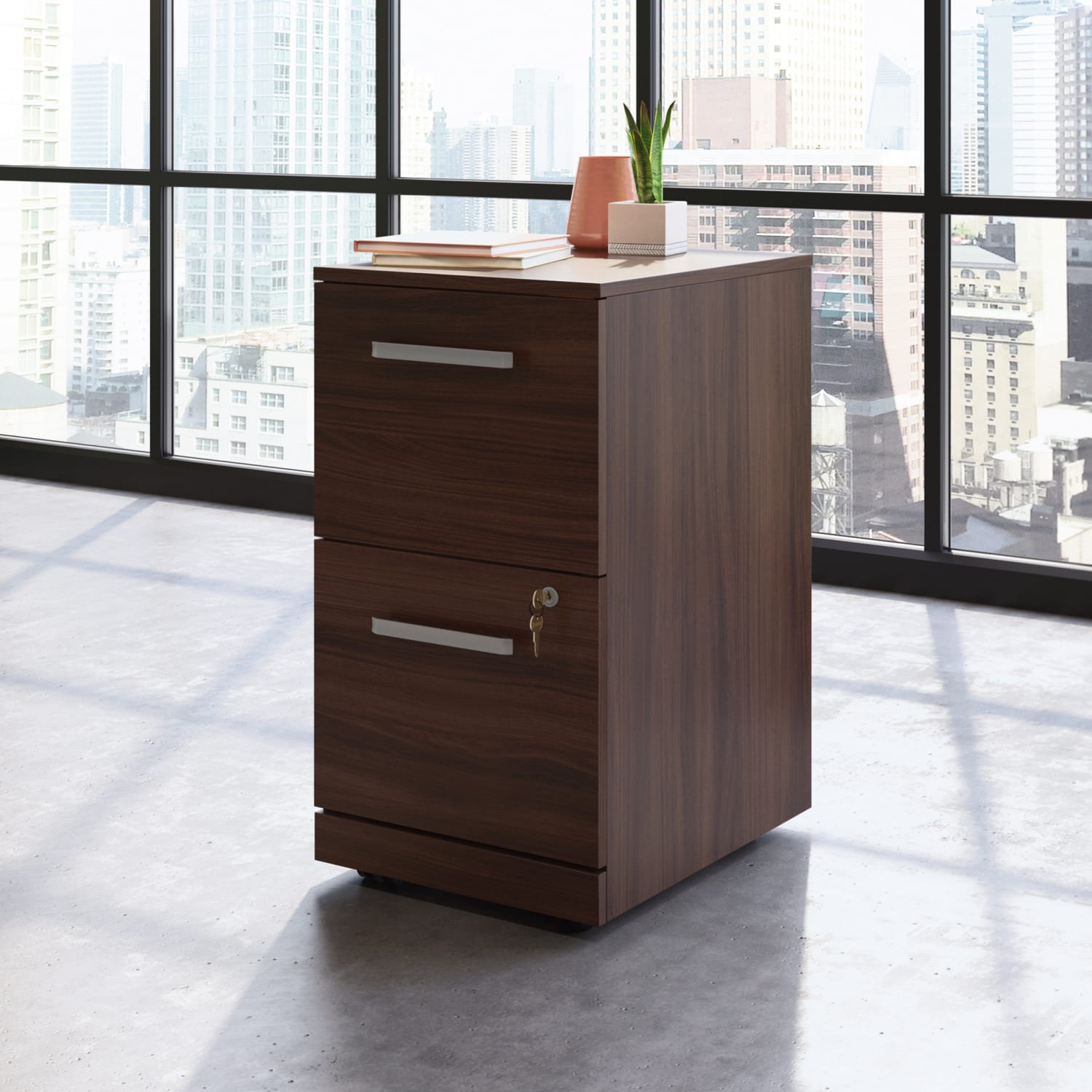 Sauder Affirm 19inD Vertical 2-Drawer Mobile File Cabinet With Lock, Noble Elm - Image 3