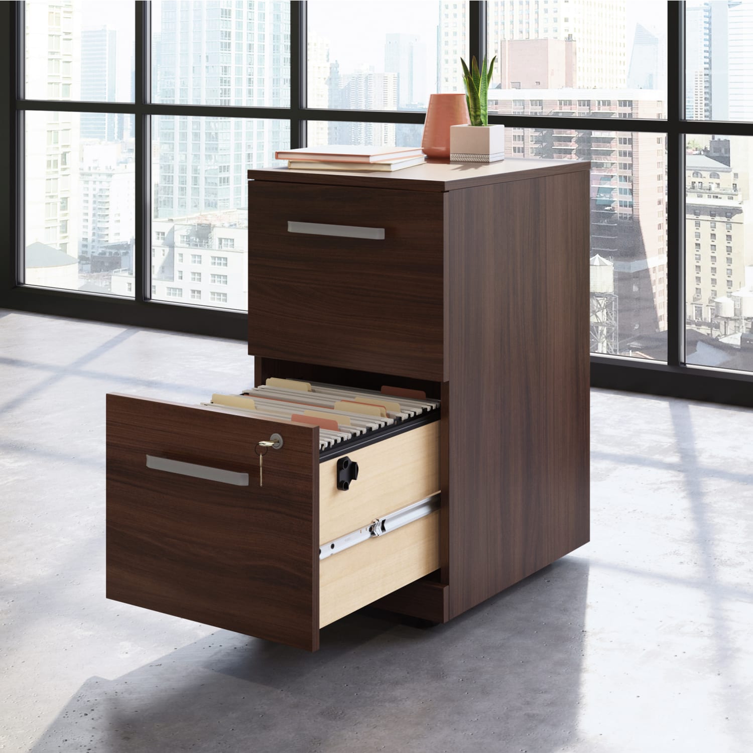 Sauder Affirm 19inD Vertical 2-Drawer Mobile File Cabinet With Lock, Noble Elm - Image 4