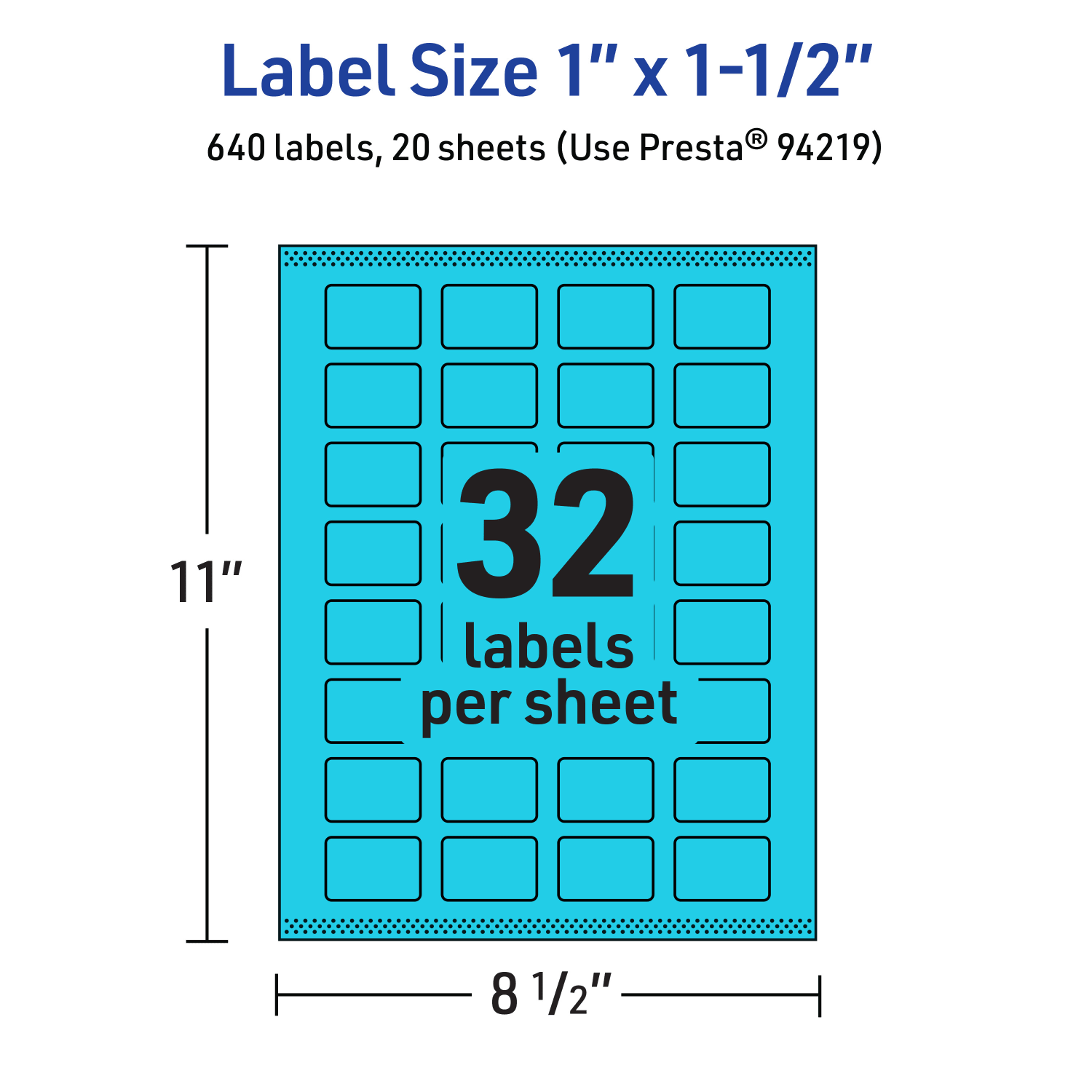 Avery Print-To-The-Edge Labels With Sure Feed Technology And Easy Peel, 94219-BBP20, Rectangle, 1in x 1-1/2in, Matte Bright Blue, Pack of 640 - Image 6