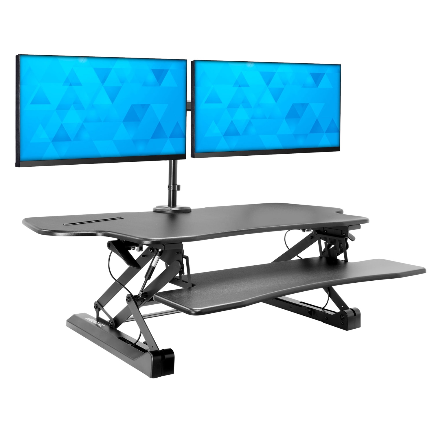 Mount-It! Extra Wide 48inW Adjustable Height Standing Desk Converter With Dual Monitor Mount, Black - Image 4
