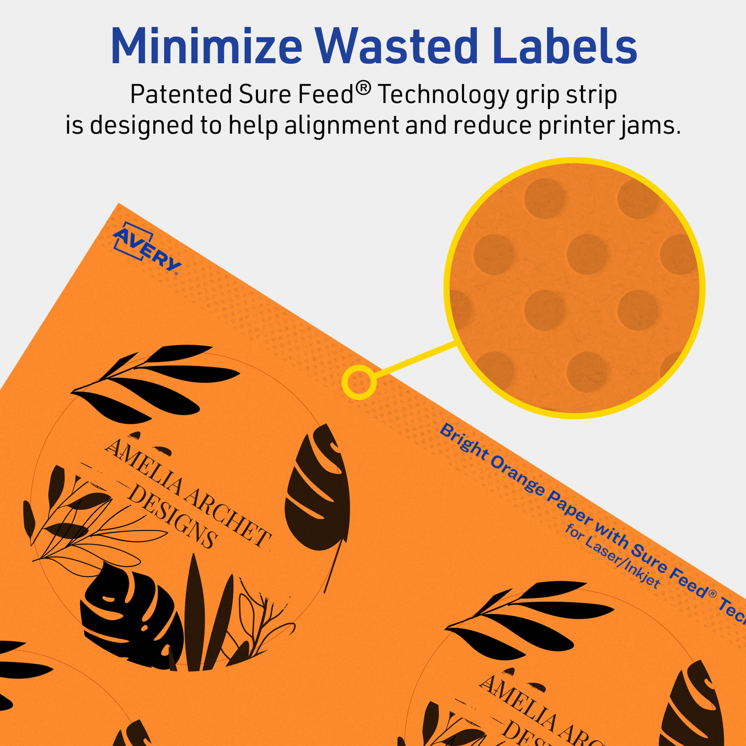 Avery Print-To-The-Edge Labels With Sure Feed Technology And Easy Peel Label Feature, 94513-BOP40, Round, 3in, Matte Bright Orange, Pack of 240 - Image 5