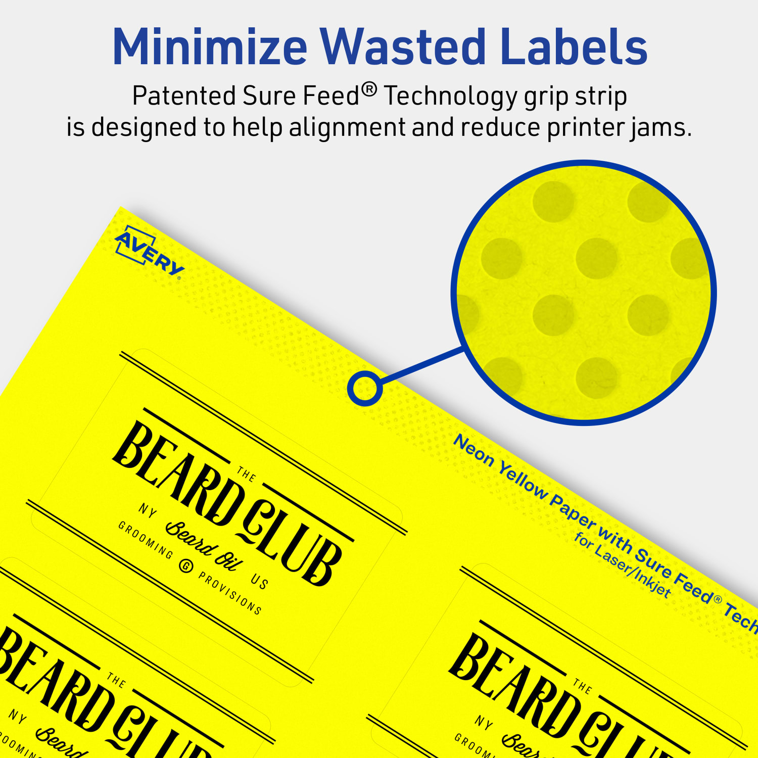 Avery Print-To-The-Edge Labels With Sure Feed Technology And Easy Peel, 94237-NYP80, Rectangle, 2in x 3in, Matte Neon Yellow, Pack of 640 - Image 5