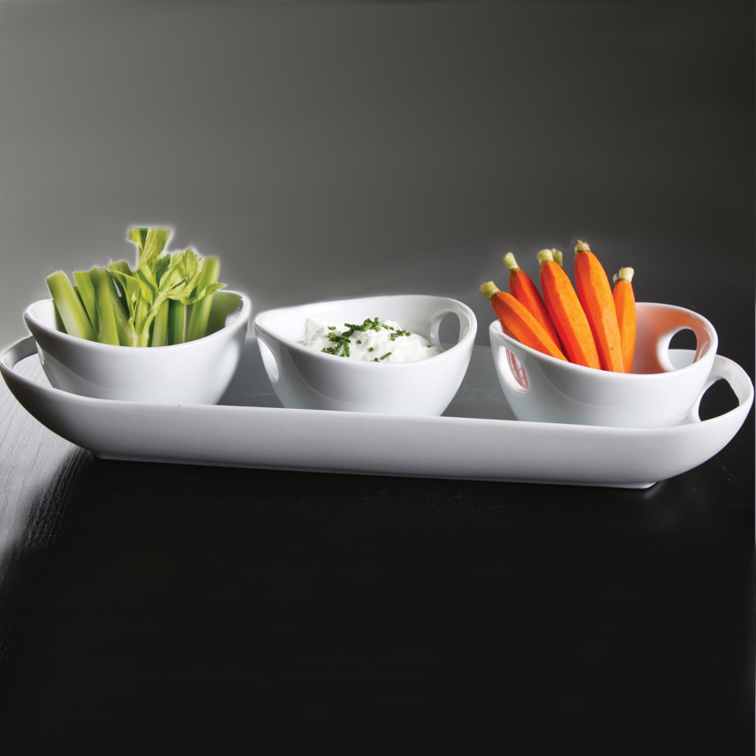 Gibson Elite Gracious Dining 4-Piece Tidbit Serving Dish, White - Image 3