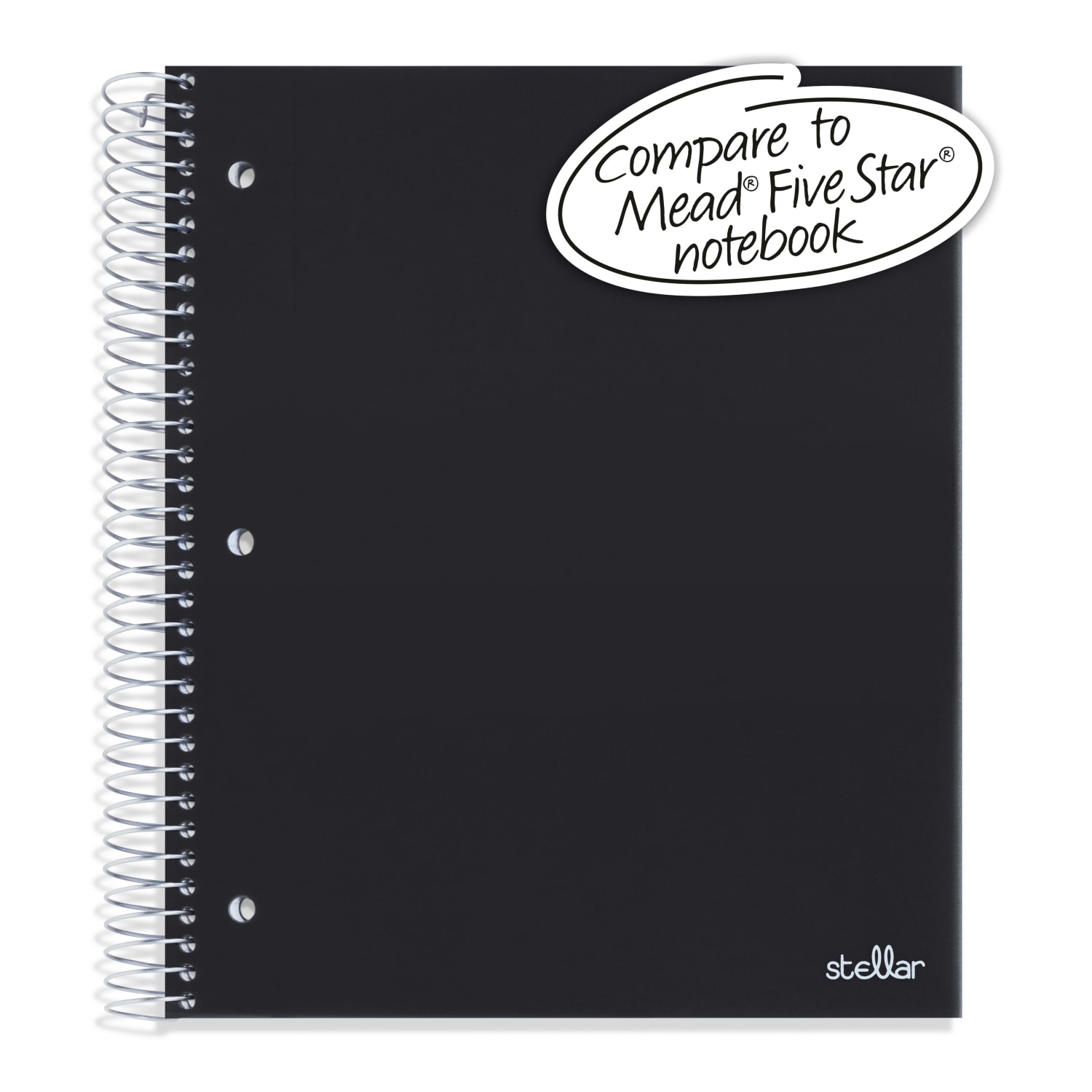 Office Depot Brand Stellar Poly Notebook, 8in x 10-1/2in, 5 Subject, Wide Ruled, 200 Sheets, Black - Image 3