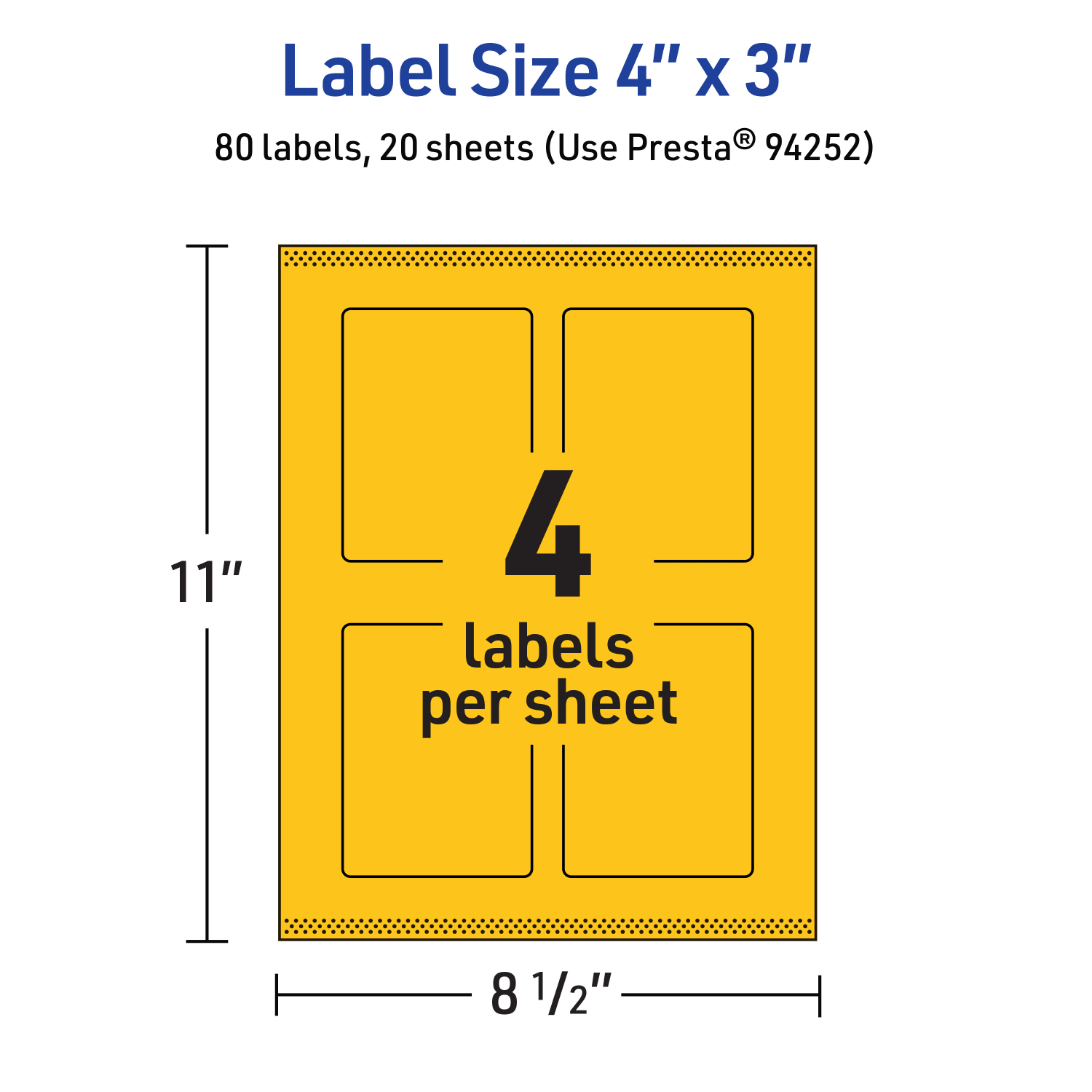 Avery Print-To-The-Edge Labels With Sure Feed Technology, 94252-BYP20, Rectangle, 4in x 3in, Matte Bright Yellow, Pack of 80 - Image 6