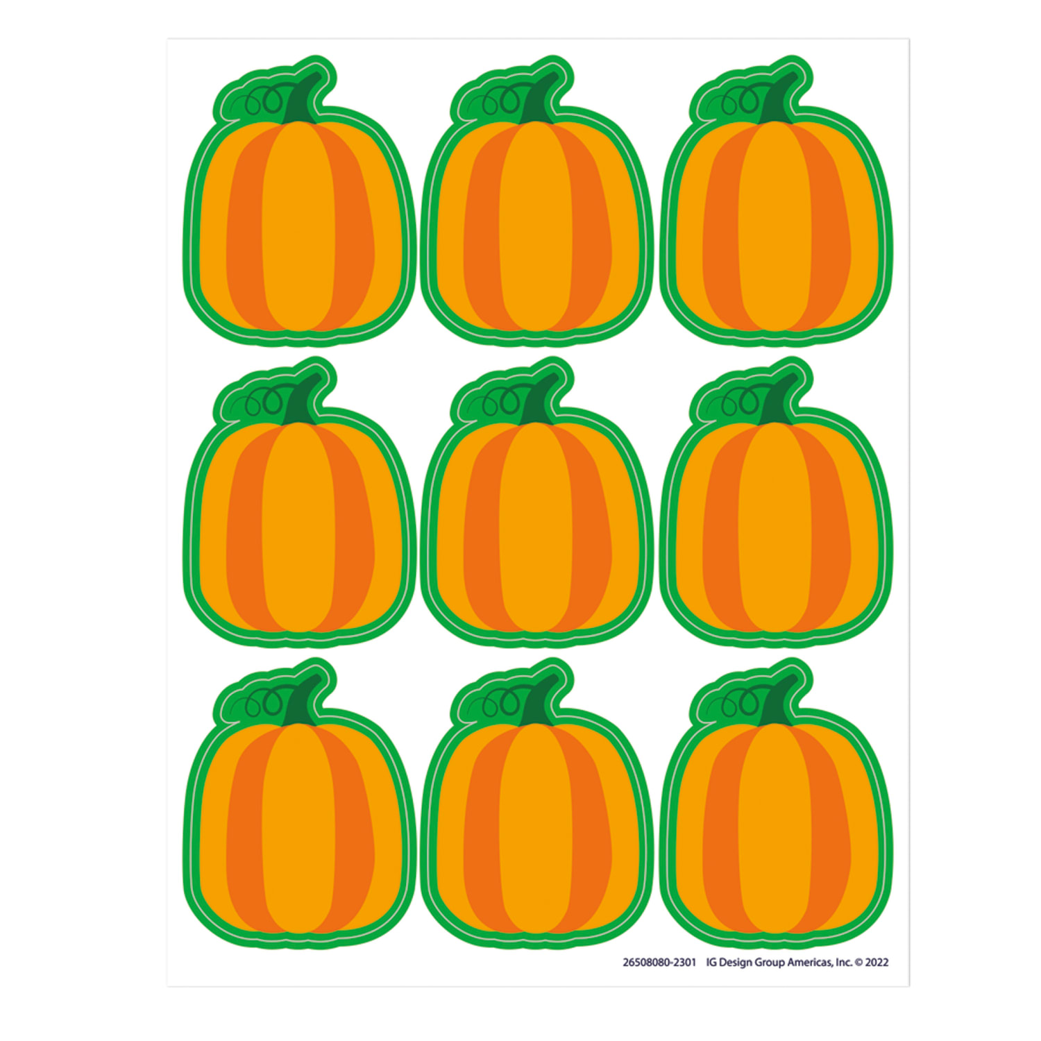 Eureka Giant Stickers, 1-5/16in x 1-3/4in, Fall Pumpkin, 36 Stickers Per Pack, Set Of 12 Packs