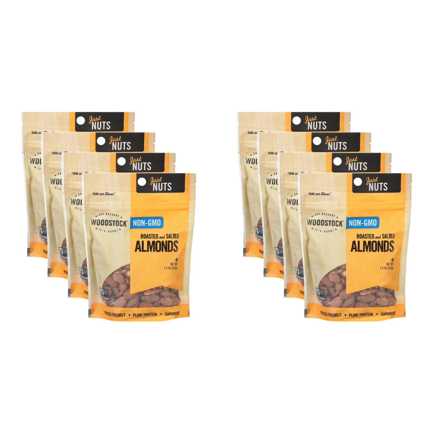 Woodstock Foods Non-GMO Almonds, Roasted And Salted, 7.5 Oz, Total Qty 8 - Image 5