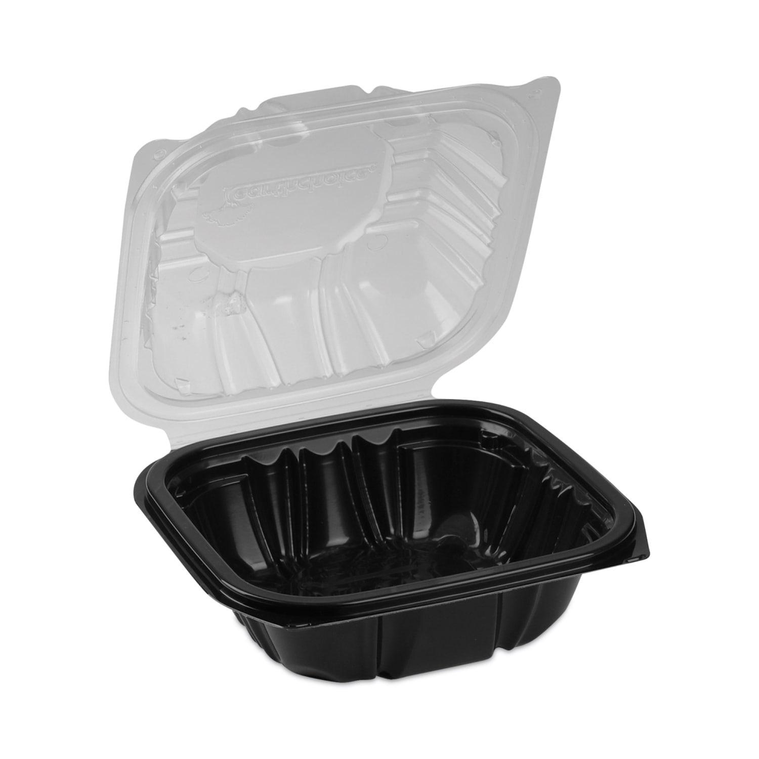 Pactiv Evergreen EarthChoice Vented Dual-Color Microwavable Hinged-Lid Containers, 1-Compartment, 16 Oz, 3inH x 6inW x 6inD, Black/Clear, Pack Of 321 Containers - Image 3