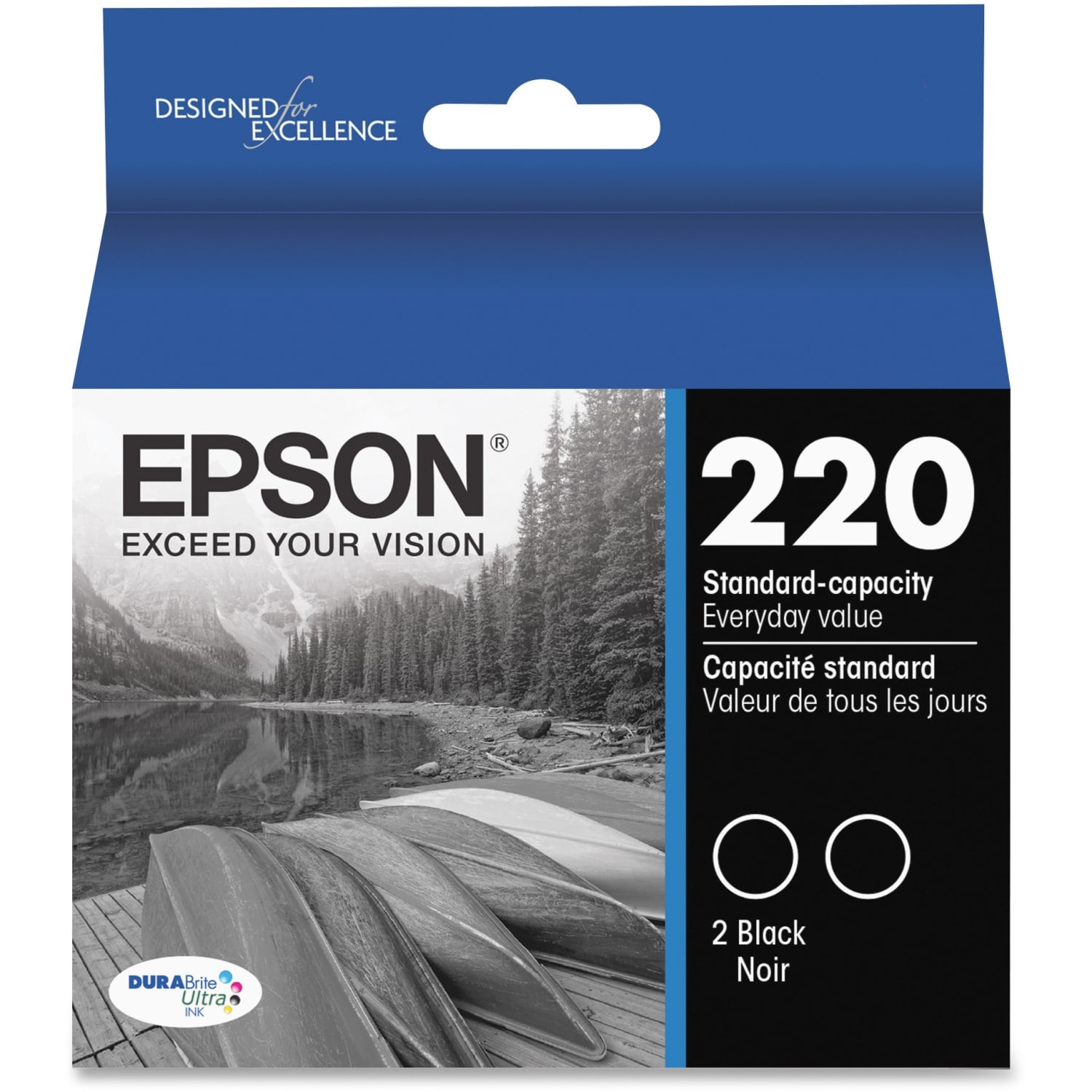 Epson R12X DuraBrite Ultra Black Ink Cartridges, Pack Of 2, T220 - Image 3
