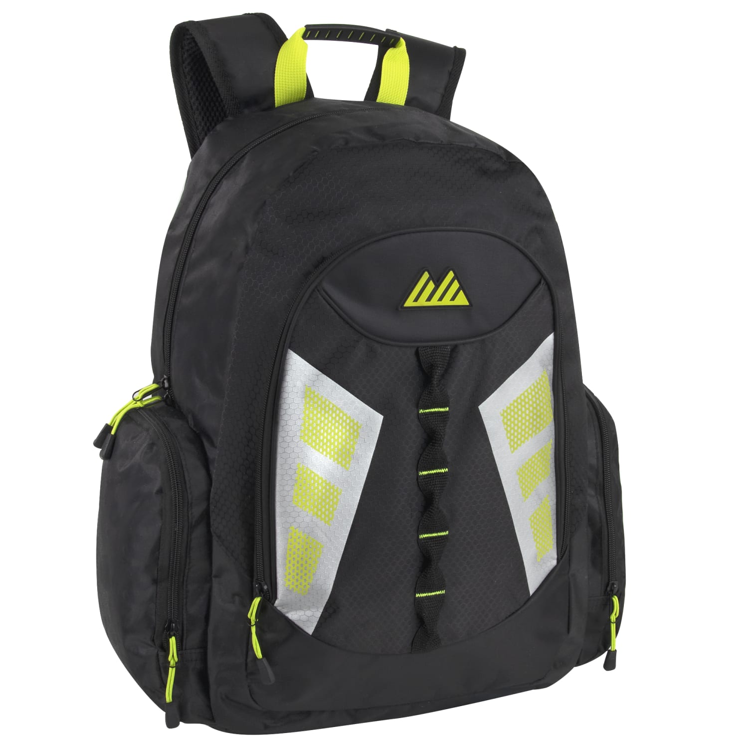 Mountain Edge Multi-Pocket Backpacks With 17in Laptop Sleeves, Black/Yellow, Case Of 24 Backpacks