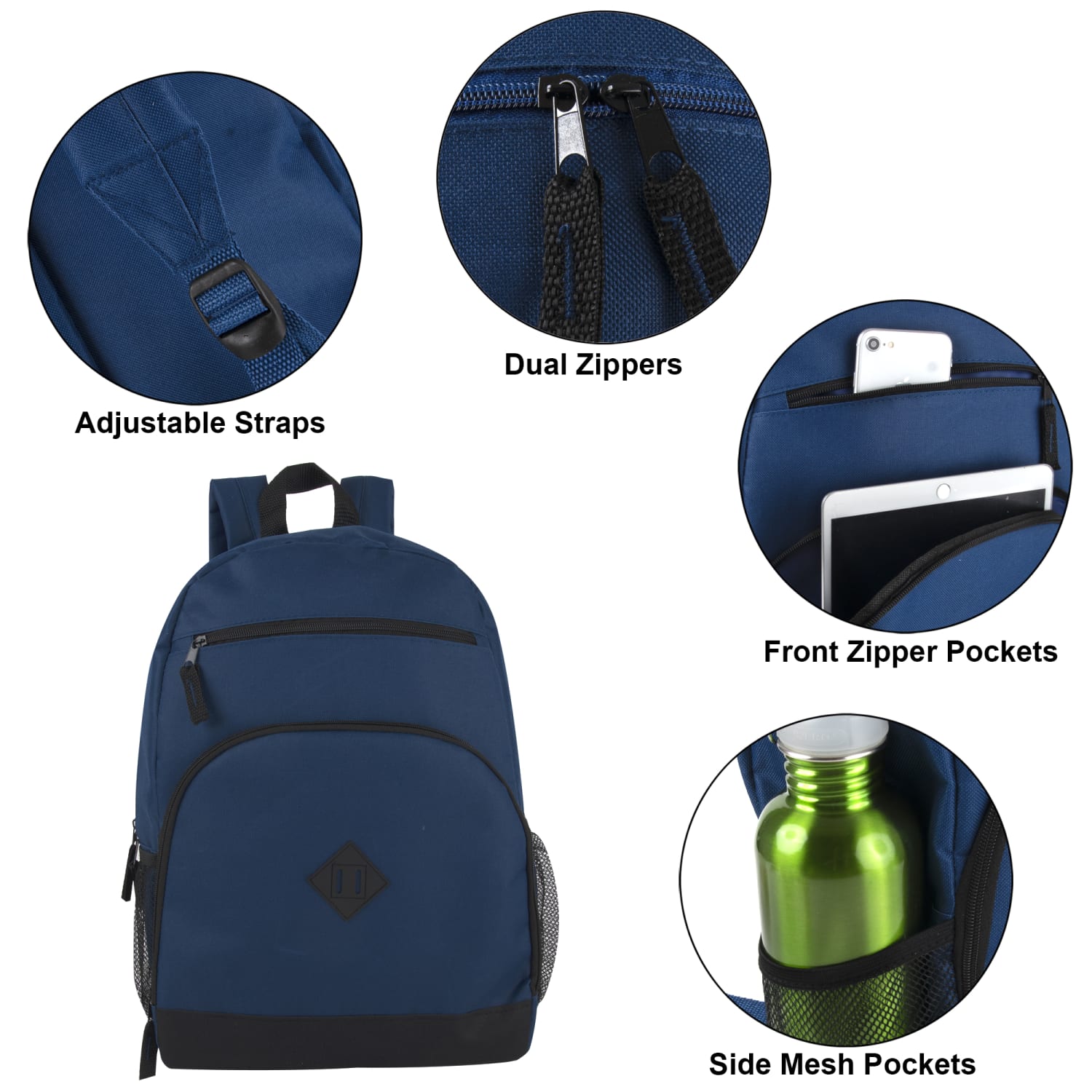 Trailmaker 2-Tone Backpacks, Assorted Colors, Boy, Case Of 24 Backpacks - Image 3