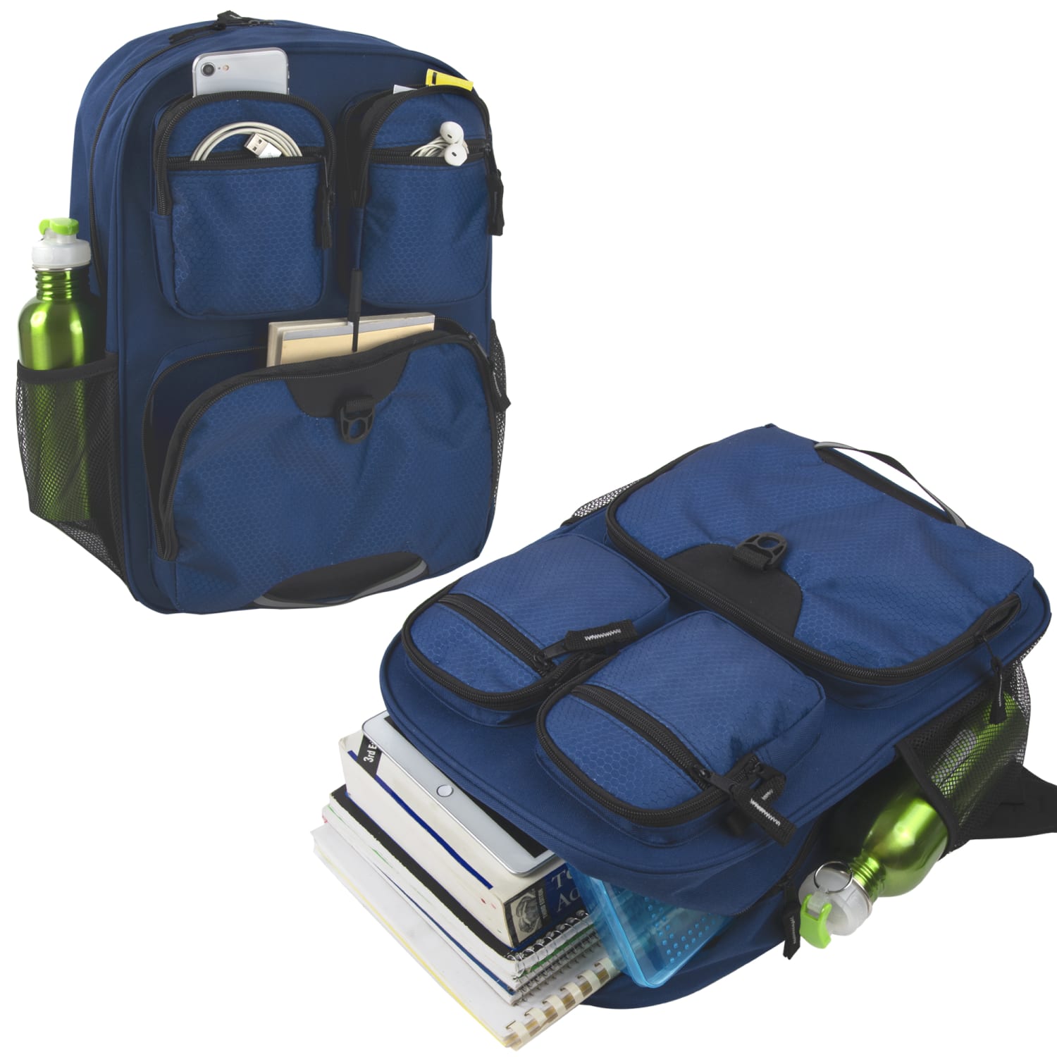 Trailmaker Multi-Pocket Backpacks, Blue, Case Of 24 Backpacks - Image 6