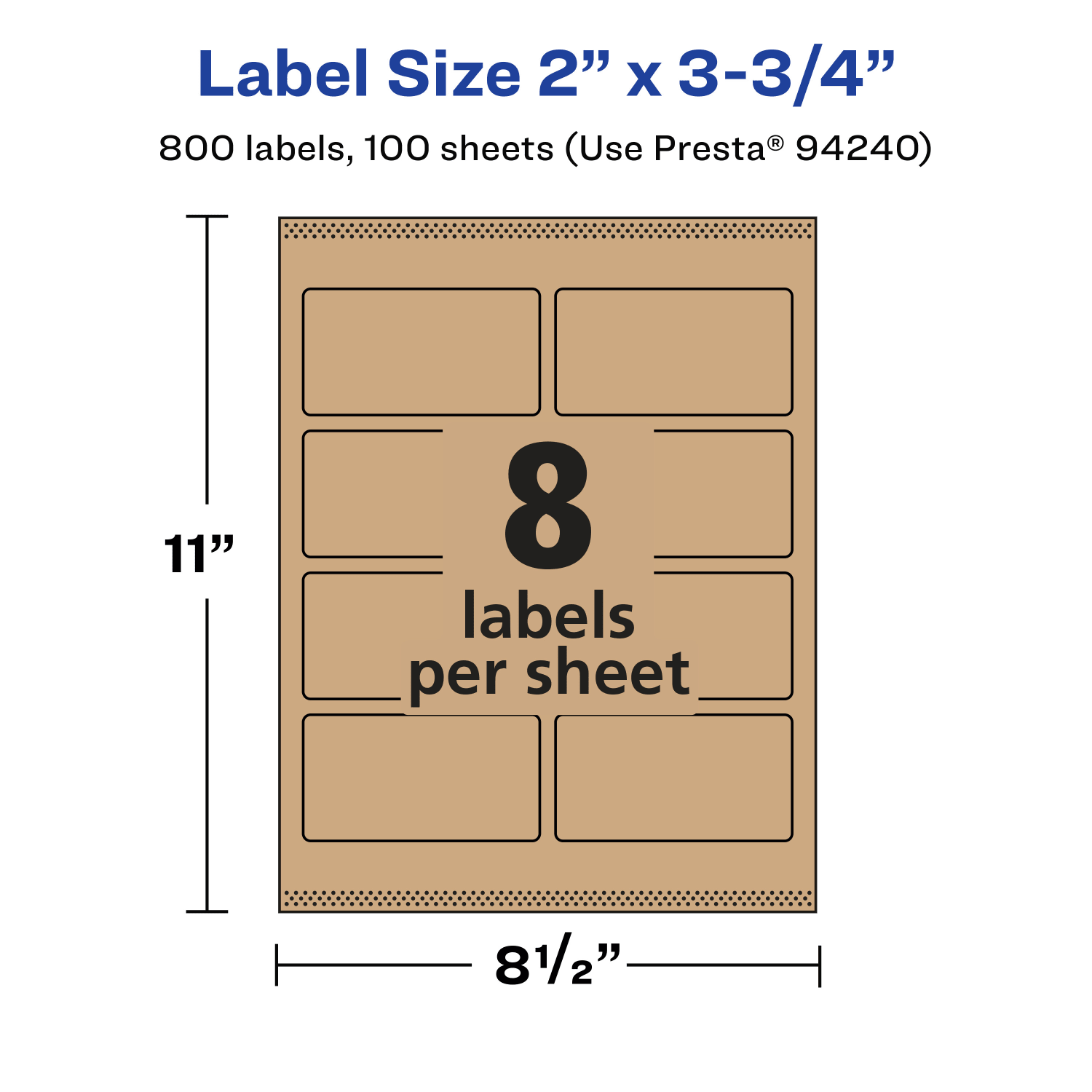 Avery Kraft Permanent Labels With Sure Feed, 94240-KMP100, Rectangle, 2in x 3-3/4in, Brown, Pack Of 800 - Image 6