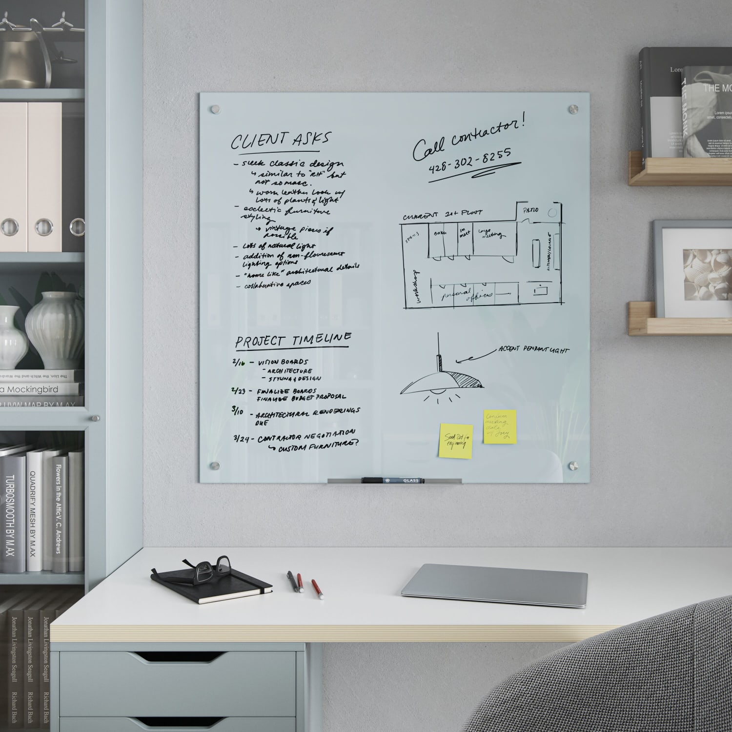U Brands Magnetic Glass Dry-Erase Board, 36in X 36in, White Frosted Surface, Frameless, Actual Size 35in X 35in (2909U00-01) - Image 4
