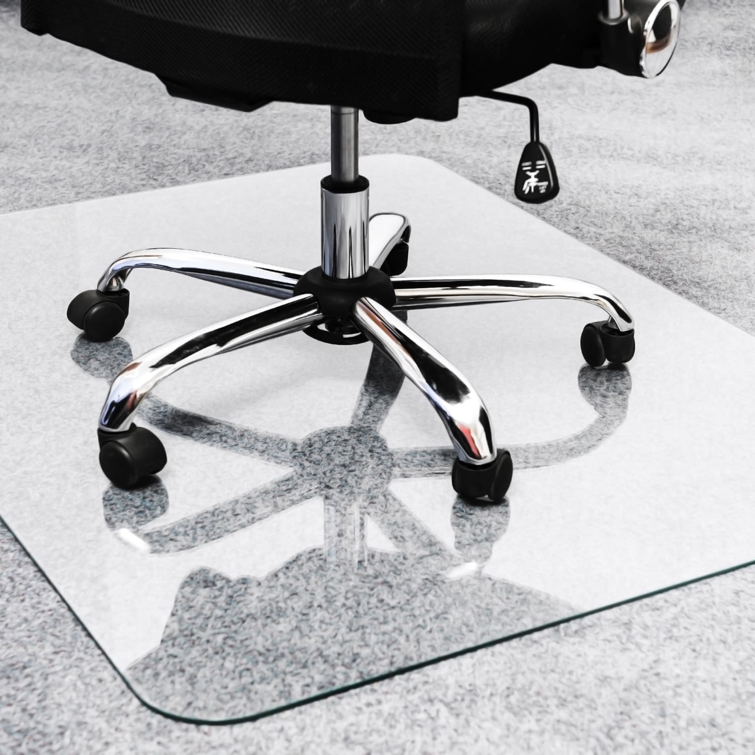 Floortex Cleartex Glaciermat Glass Rectangular Chair Mat - Hard Floor, Home, Office, Carpet - 40in x 53inx 0.20in Thickness - Rectangle - Glass - Clear - Image 3