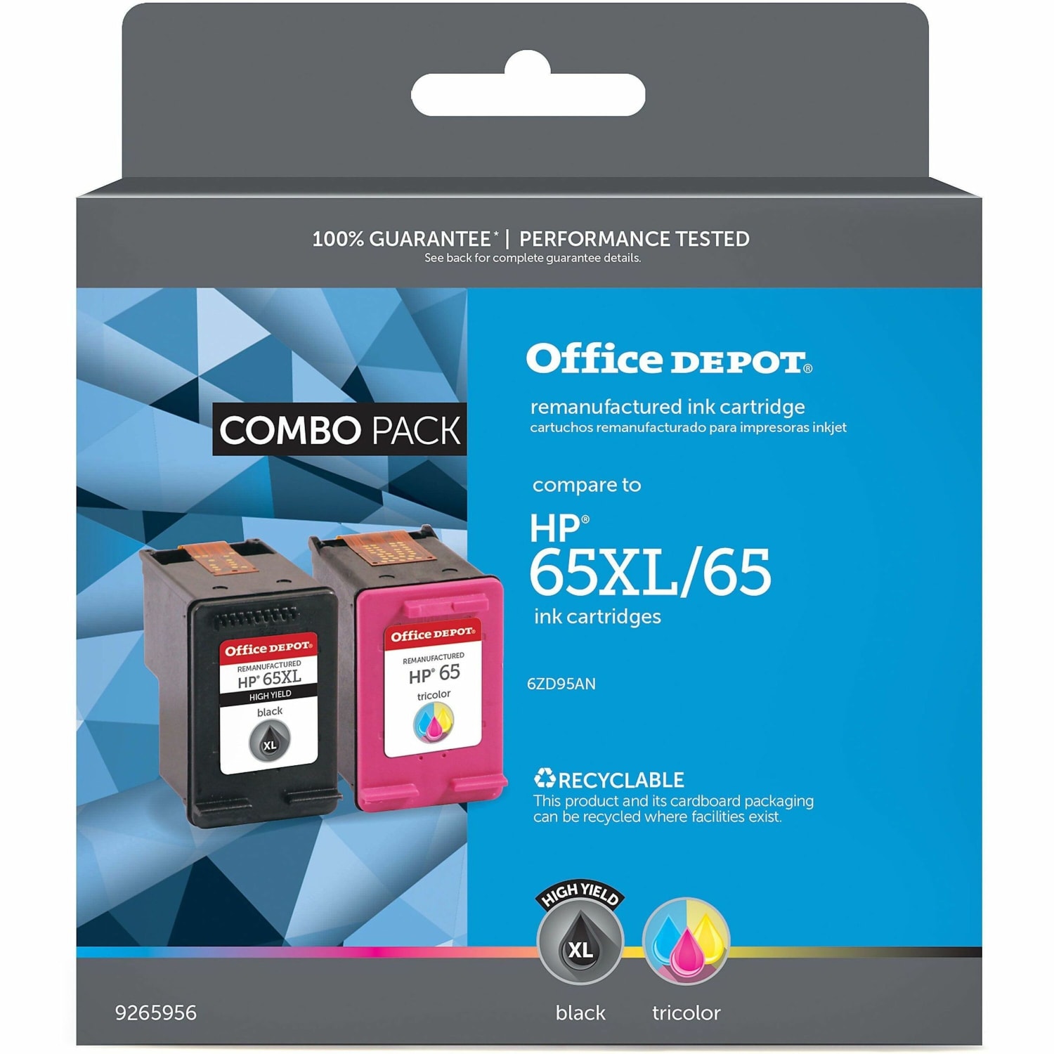 Office Depot Remanufactured Black/Standard High-Yield Tri-Color Ink Cartridge Replacement For HP 65XL/65, OD65XL65CP - Image 4