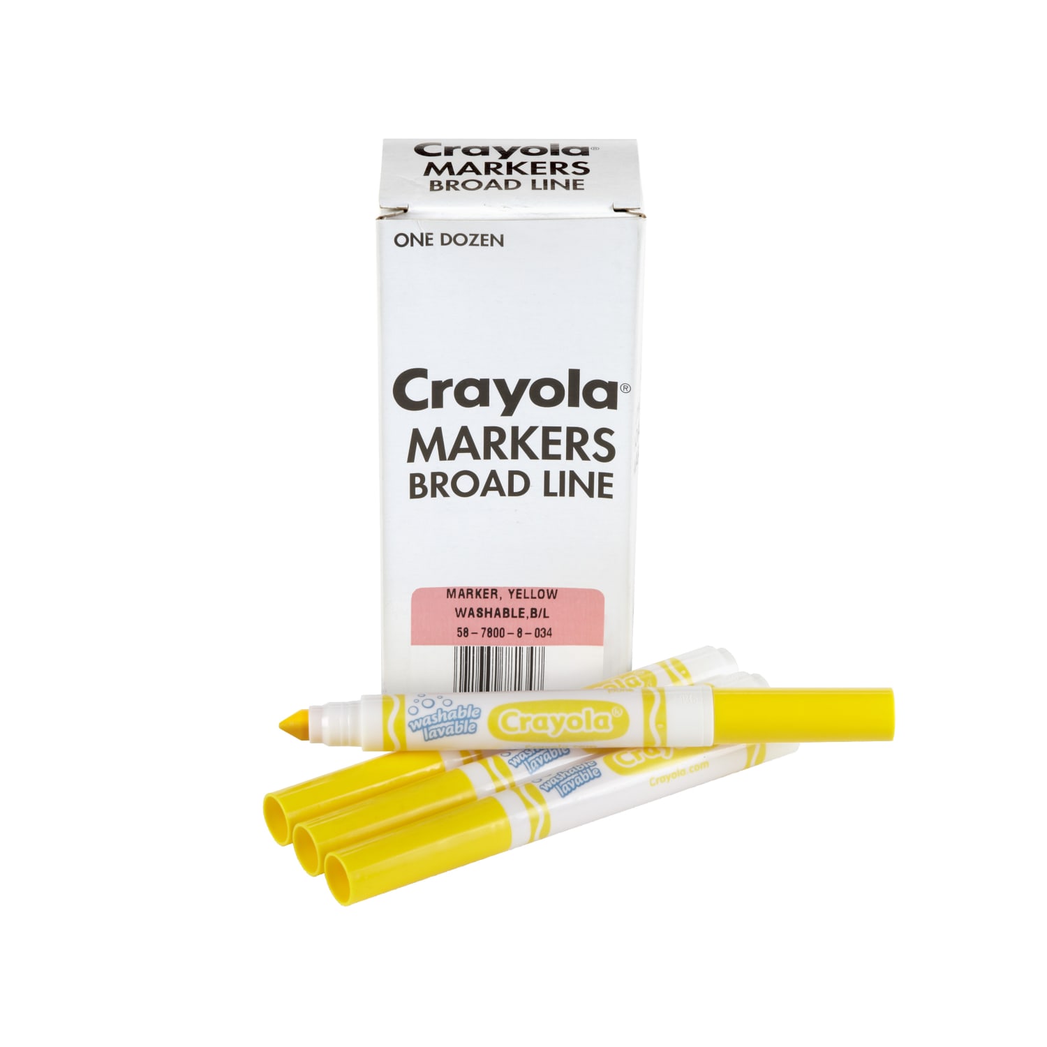 Crayola Washable Broad Line Markers, Yellow, Pack Of 12 Markers - Image 3