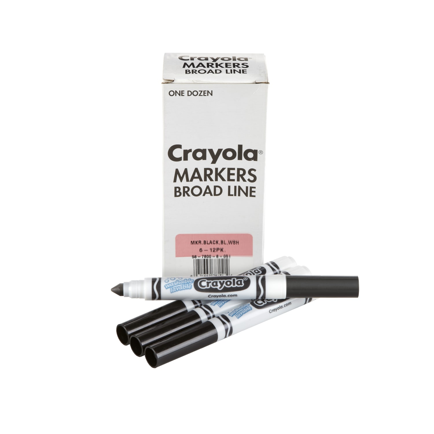 Crayola Washable Broad Line Markers, White Barrel, Black Ink, Pack Of 12 Markers - Image 4