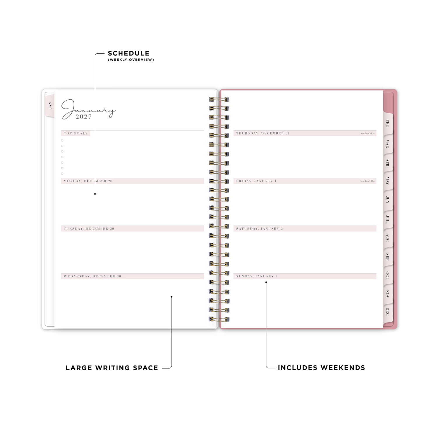 2027 Blue Sky Peony Weekly/Monthly Planning Calendar + Notes, 5.875x8.625, 0%, Clear PET, Jan-Dec, RY27 - Image 3