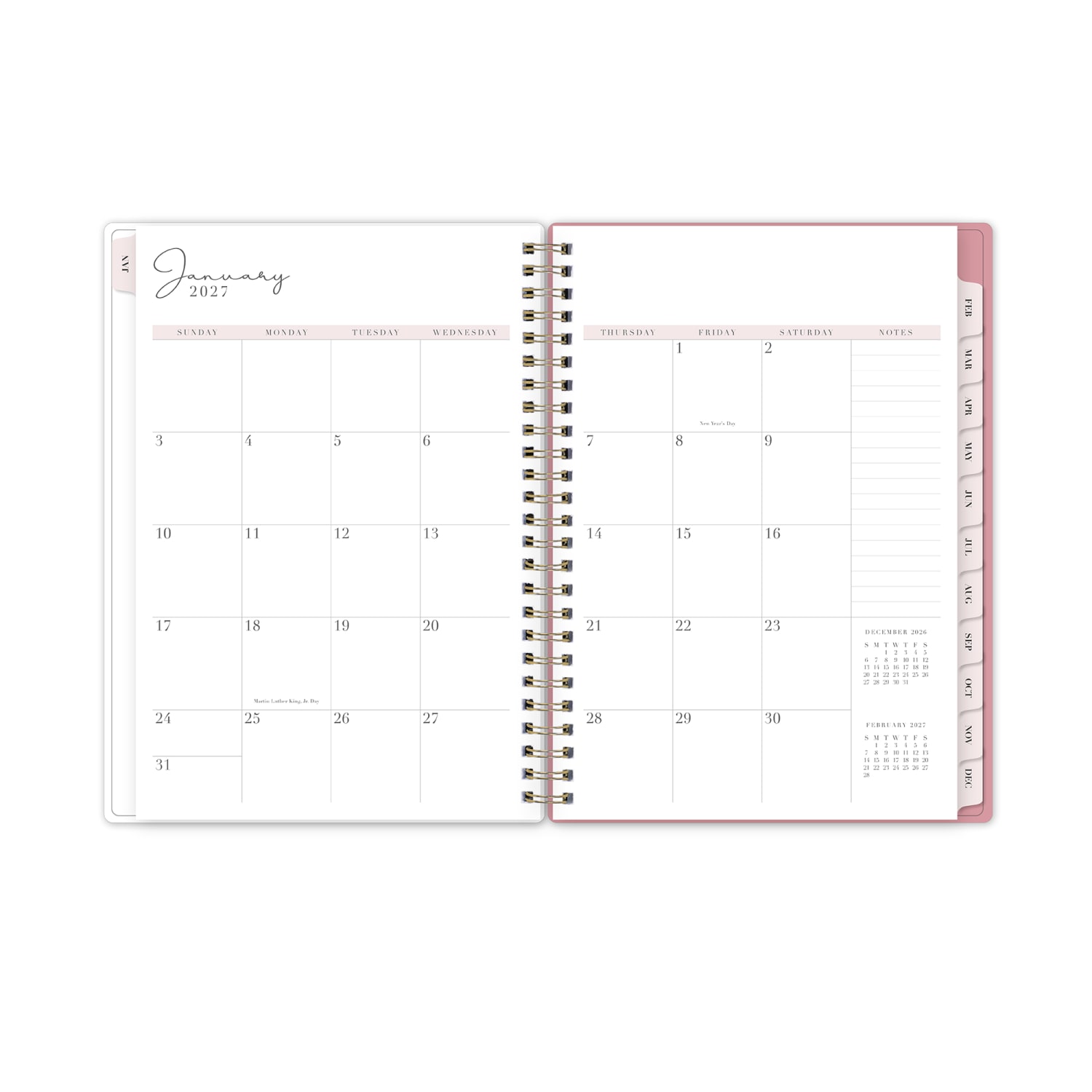 2027 Blue Sky Peony Weekly/Monthly Planning Calendar + Notes, 5.875x8.625, 0%, Clear PET, Jan-Dec, RY27 - Image 4