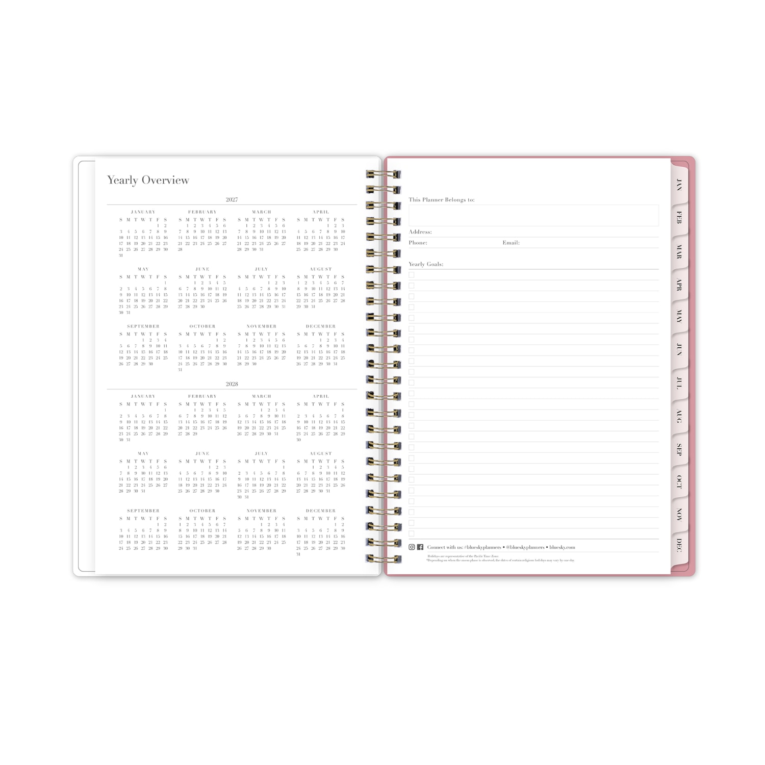 2027 Blue Sky Peony Weekly/Monthly Planning Calendar + Notes, 5.875x8.625, 0%, Clear PET, Jan-Dec, RY27 - Image 6