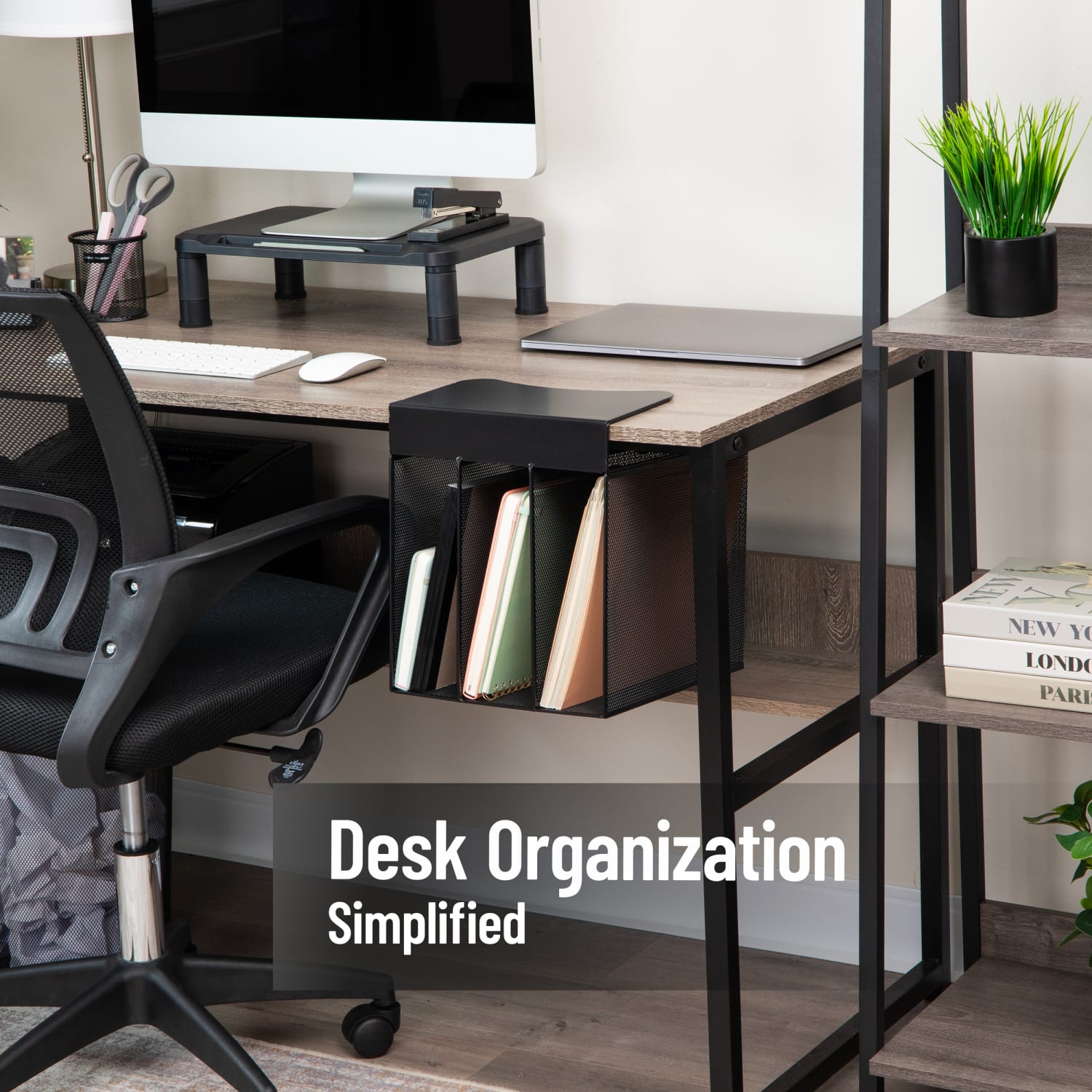 Mind Reader Slide-On Under Desk File Organizer, 11-1/2inH x 12inW x 9-3/4inD, Black - Image 3