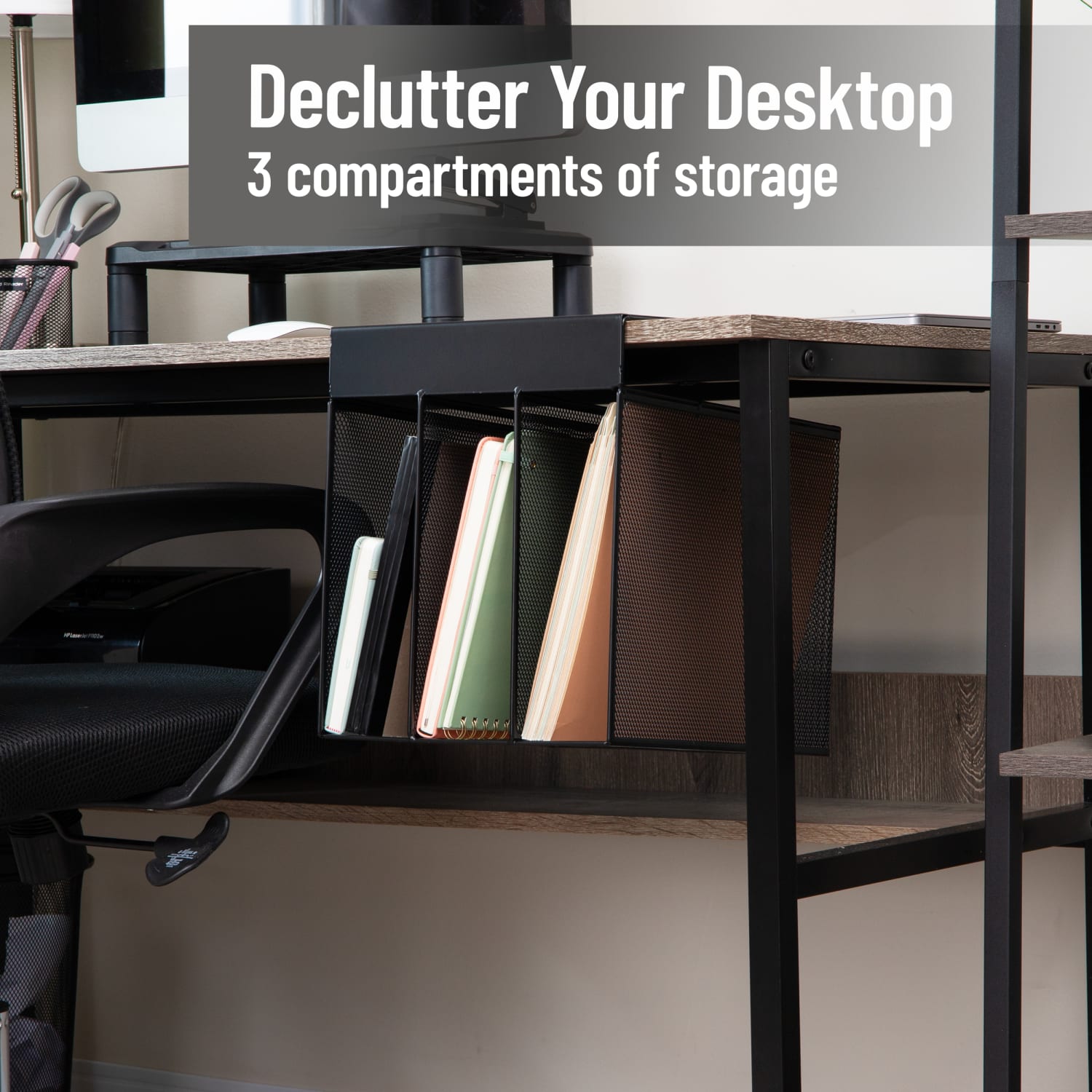 Mind Reader Slide-On Under Desk File Organizer, 11-1/2inH x 12inW x 9-3/4inD, Black - Image 5