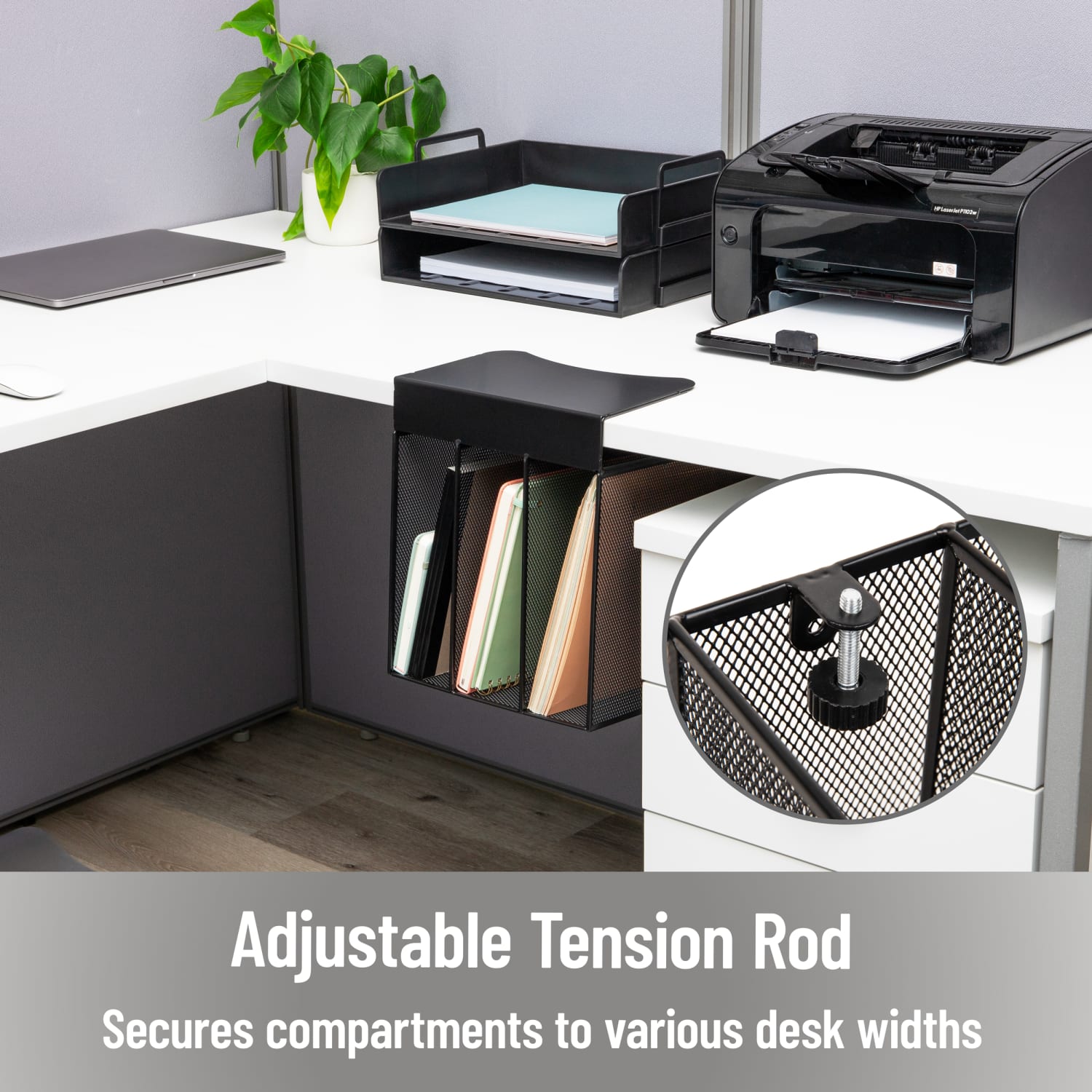 Mind Reader Slide-On Under Desk File Organizer, 11-1/2inH x 12inW x 9-3/4inD, Black - Image 6