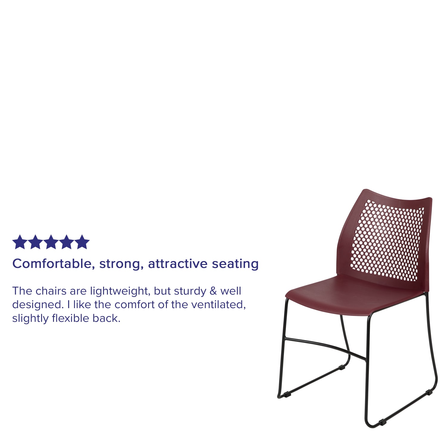 Flash Furniture HERCULES Series SledBase Stack Chair With AirVent Back Burgundy PopularChairscom Flash Furniture HERCULES Series Sled Base Stack Chair With Air Vent Back Burgundy PopularChairscom