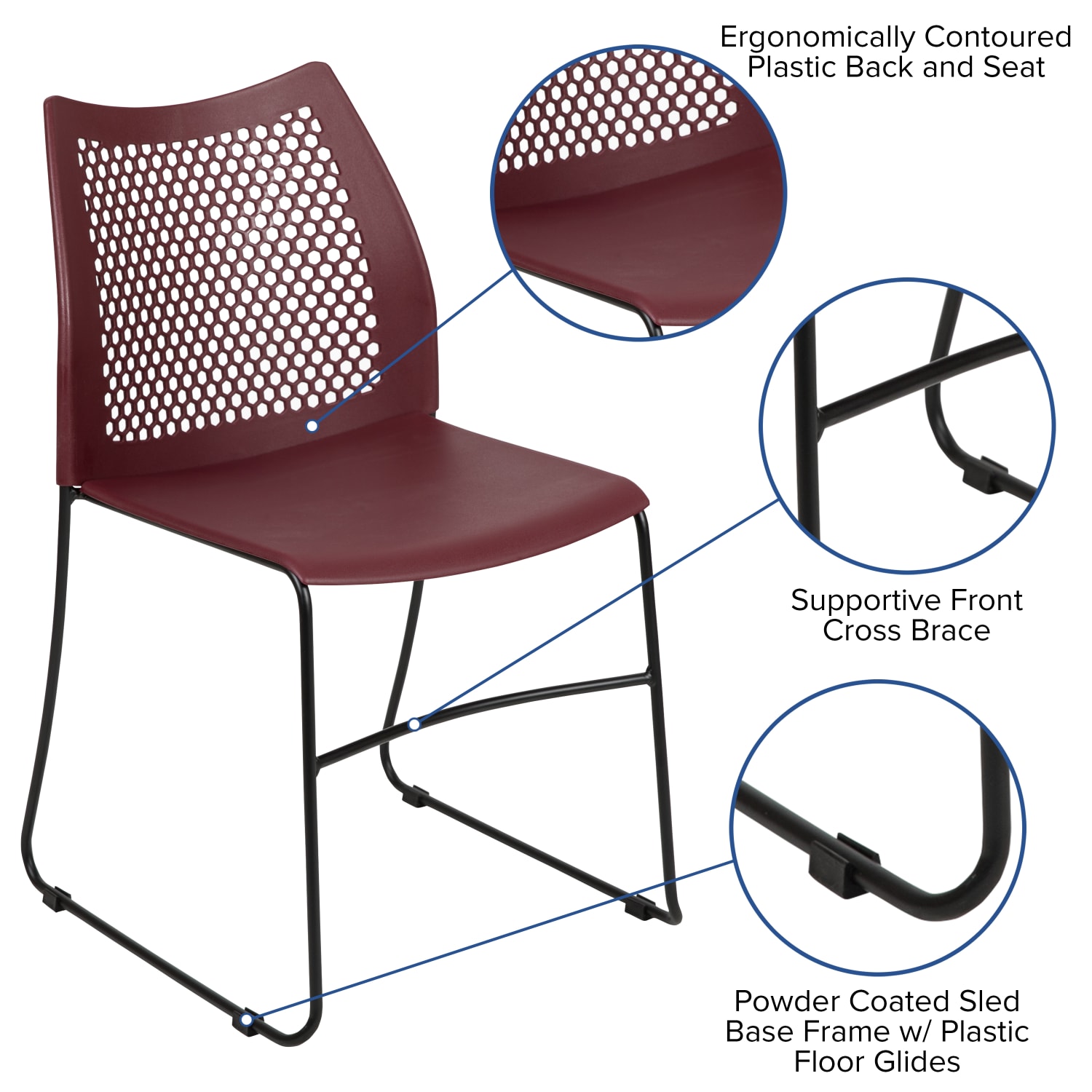 Flash Furniture HERCULES Series SledBase Stack Chair With AirVent Back Burgundy PopularChairscom Flash Furniture HERCULES Series Sled Base Stack Chair With Air Vent Back Burgundy PopularChairscom