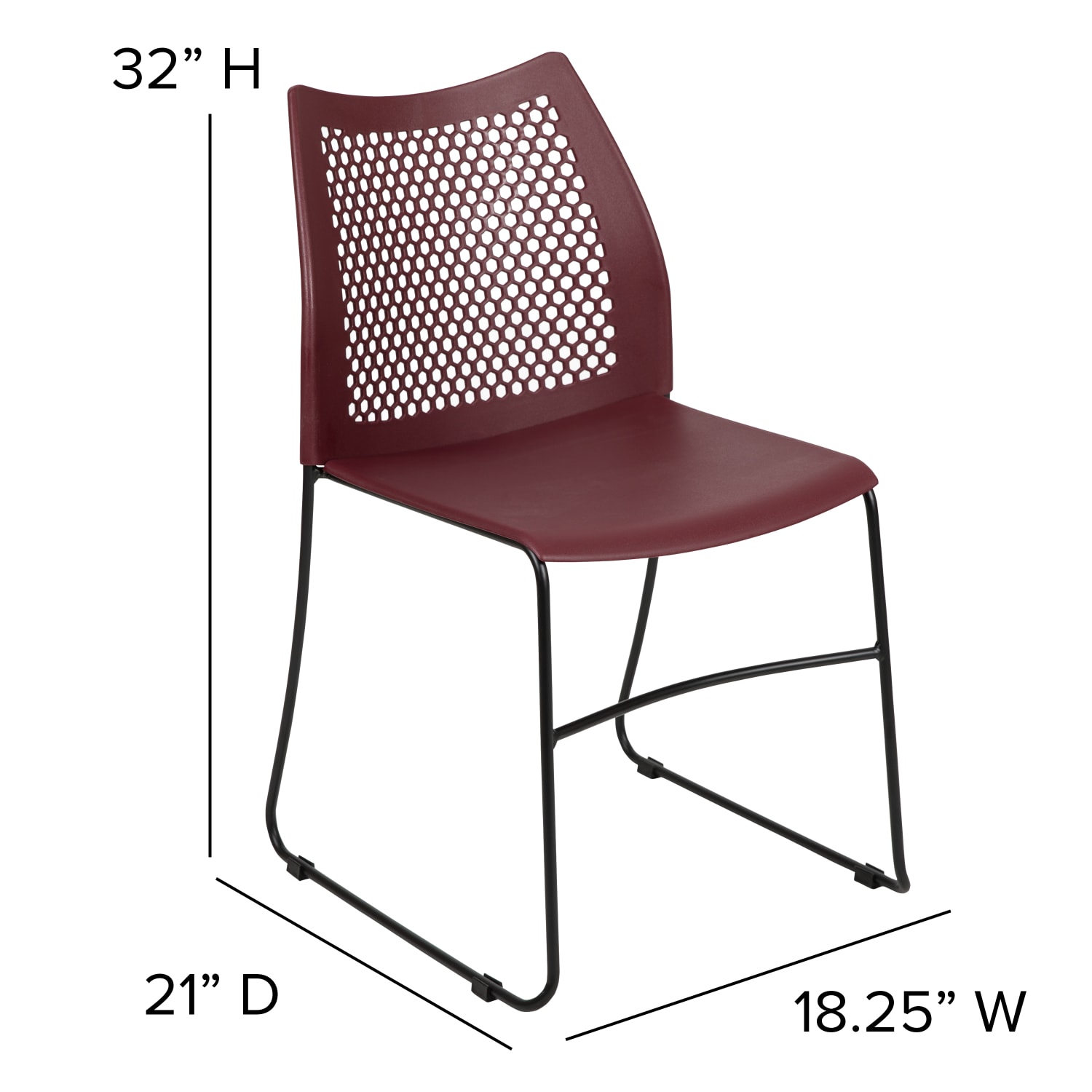 Flash Furniture HERCULES Series SledBase Stack Chair With AirVent Back Burgundy PopularChairscom Flash Furniture HERCULES Series Sled Base Stack Chair With Air Vent Back Burgundy PopularChairscom