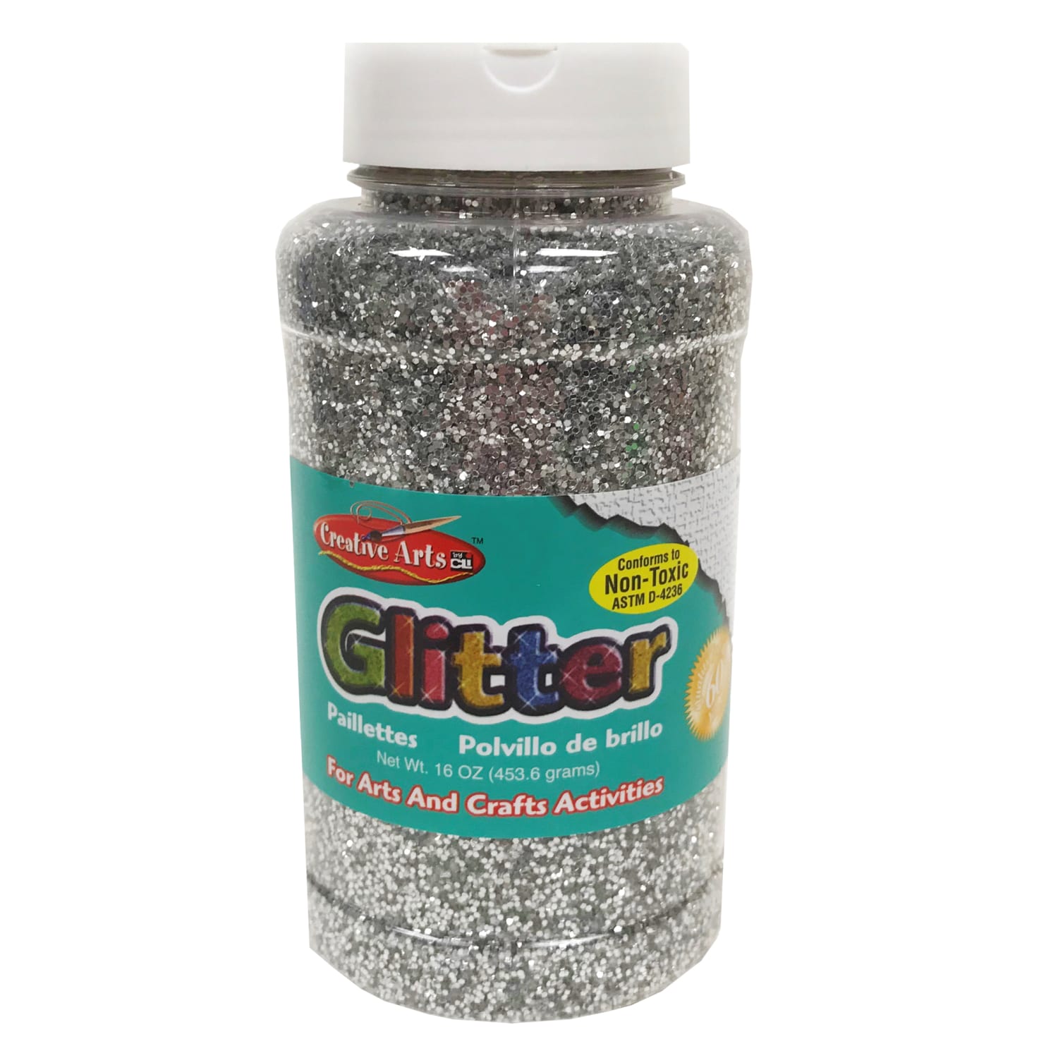 Charles Leonard Creative Arts Glitter, 1 Lb, Silver, Pack Of 3 Bottles - Image 3