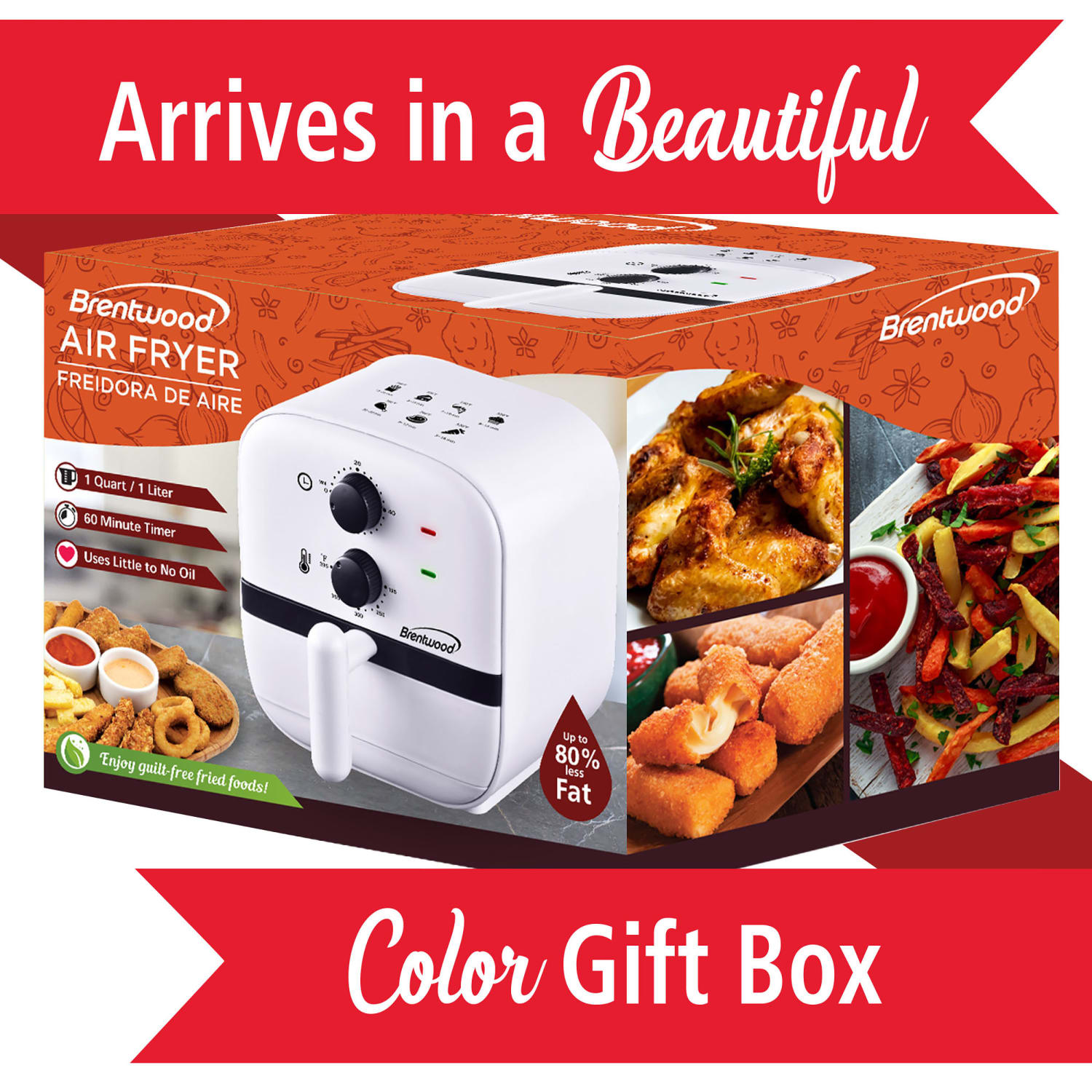 Brentwood 1 Qt Small Electric Air Fryer With 60-Minute Timer And Temp Control, White - Image 4