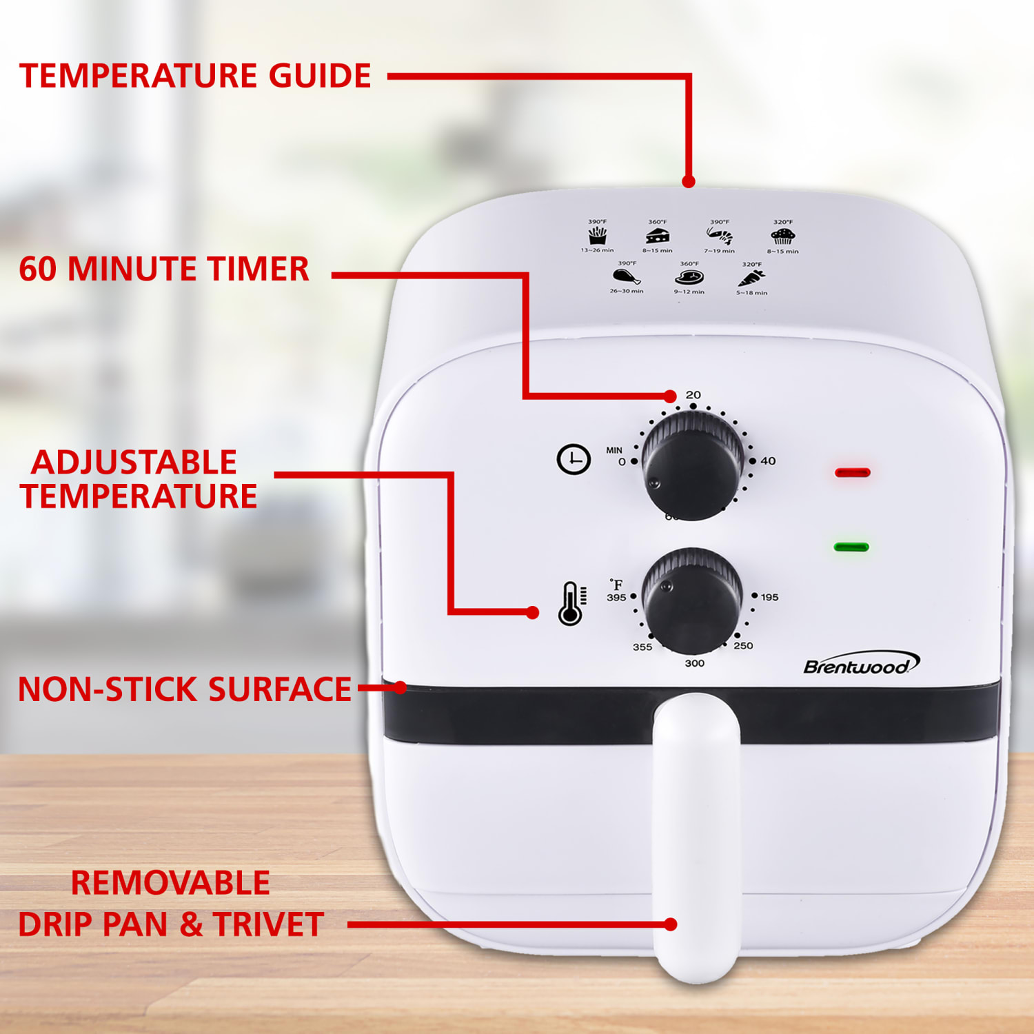 Brentwood 1 Qt Small Electric Air Fryer With 60-Minute Timer And Temp Control, White - Image 5