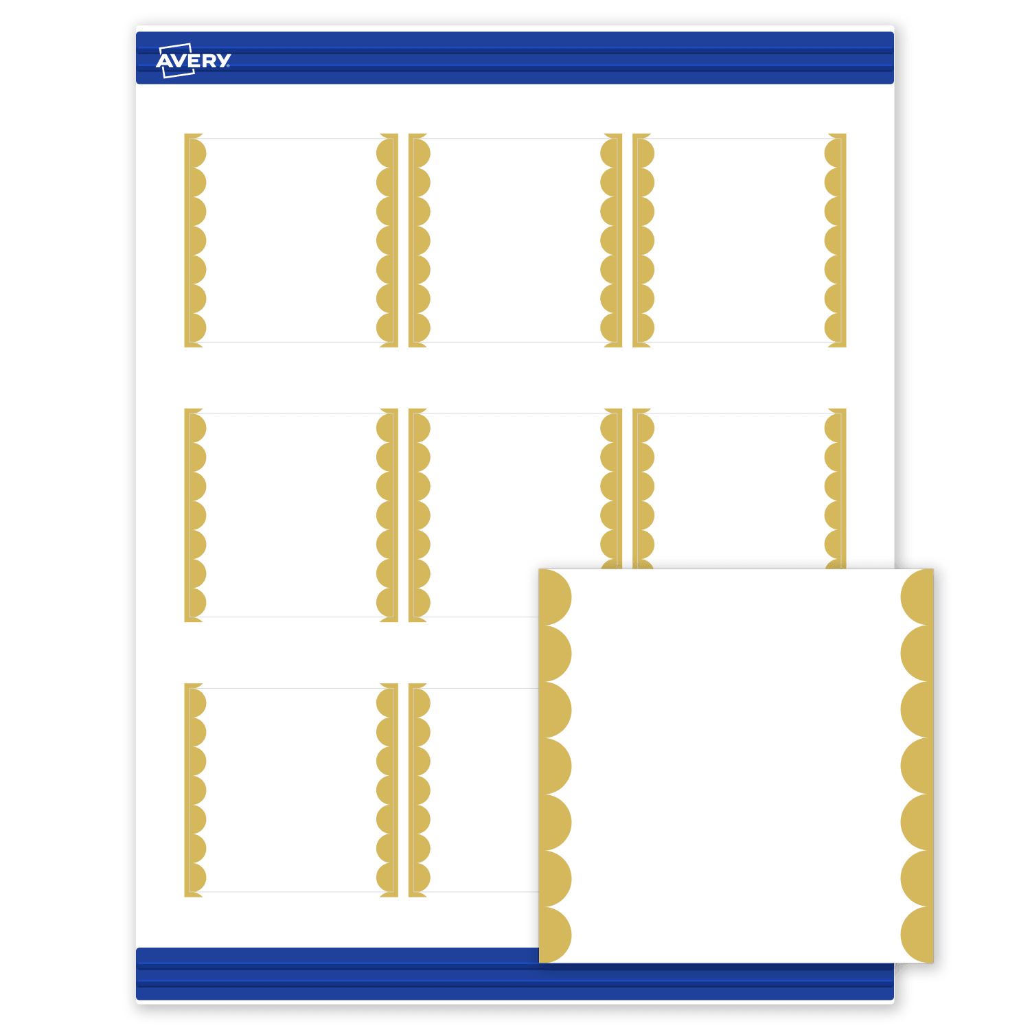 Avery Printable Cards With Sure Feed Technology, 2-1/2in x 2-1/2in, Matte White With Preprinted Gold Dots Edge, Pack Of 90 - Image 3