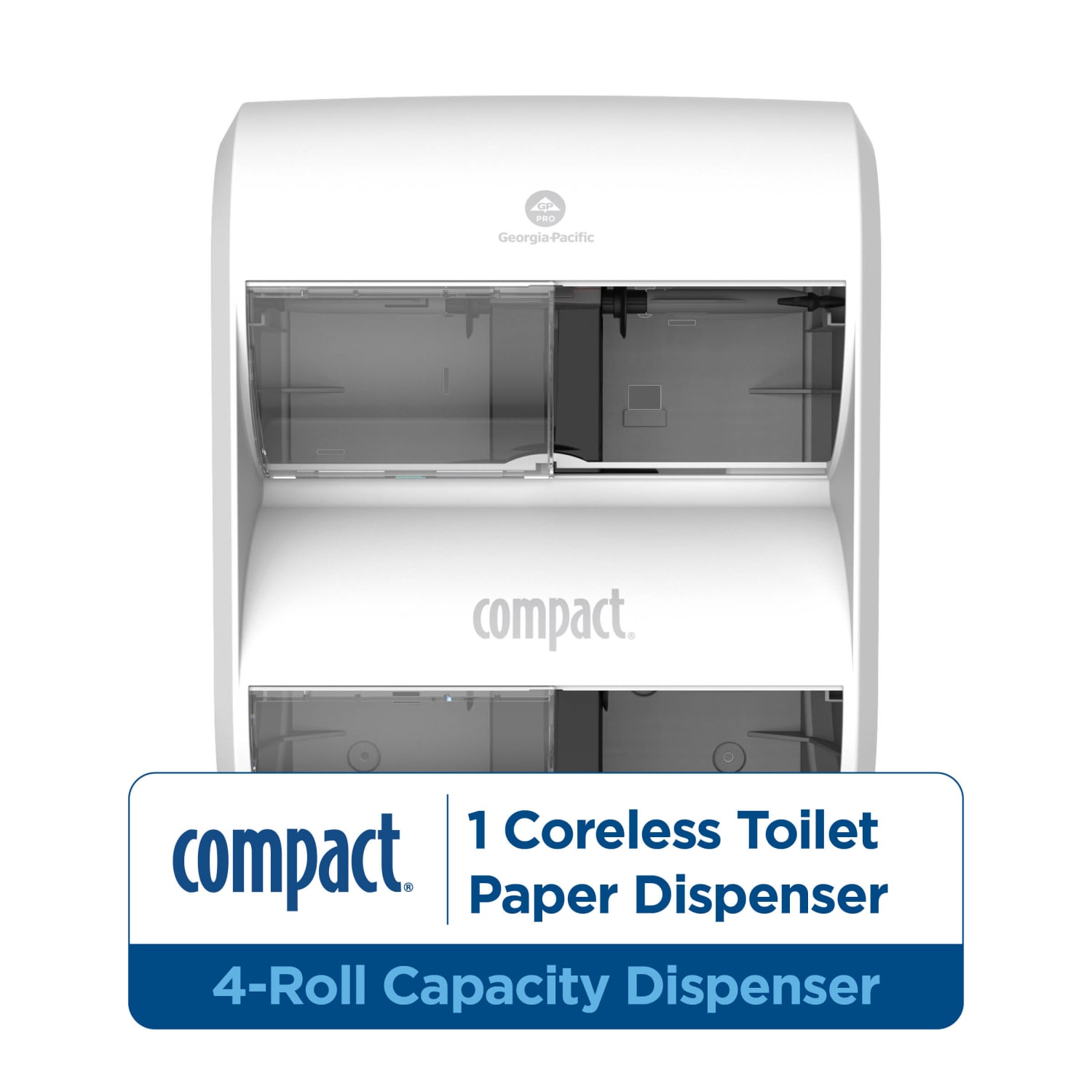 Compact Quad Plus by GP Pro 4-Roll Coreless High-Capacity Toilet Paper Dispenser, White, 1 Dispenser - Image 3