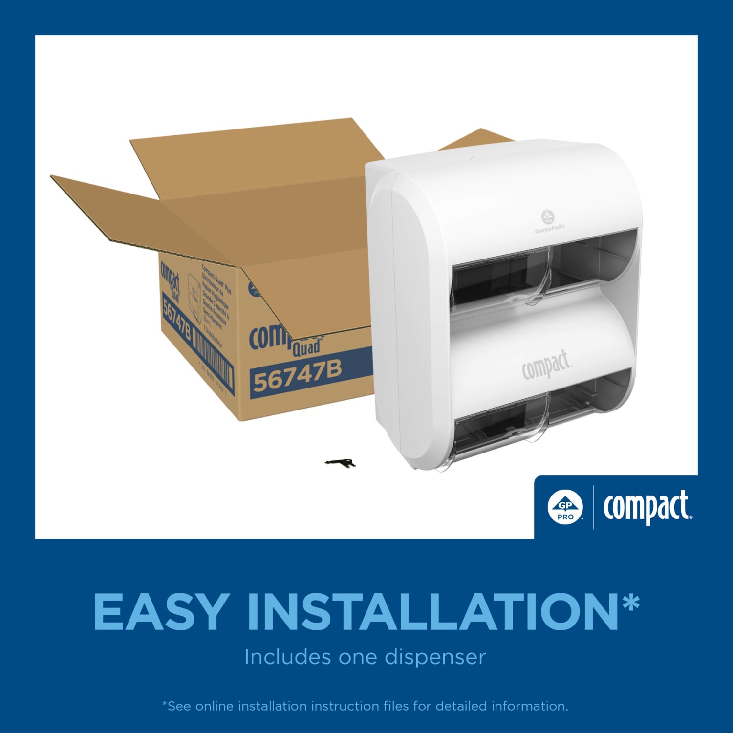 Compact Quad Plus by GP Pro 4-Roll Coreless High-Capacity Toilet Paper Dispenser, White, 1 Dispenser - Image 6